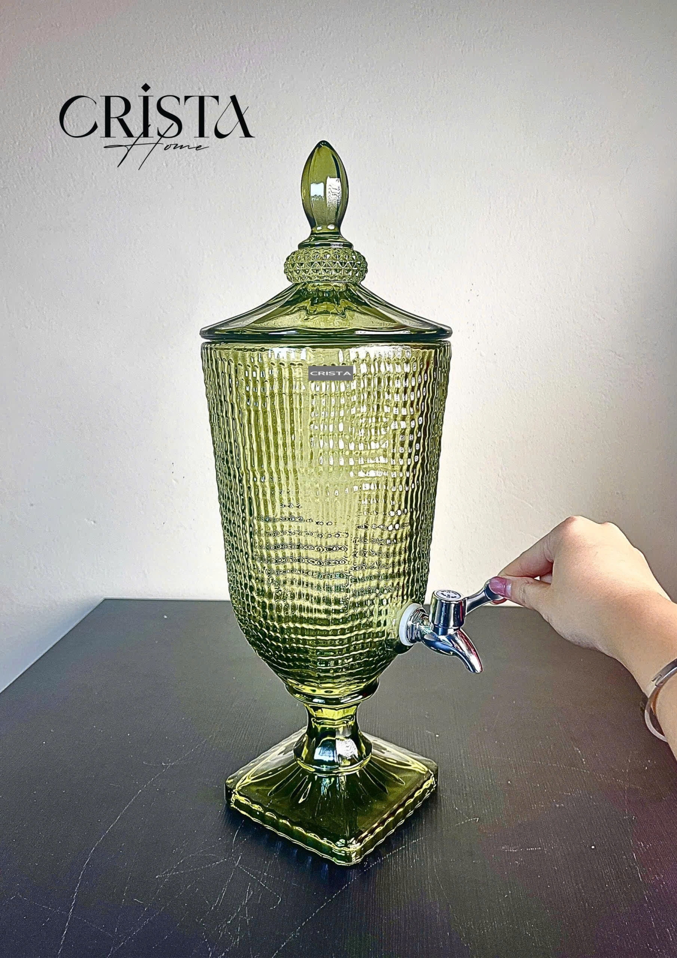 BÌNH THỦY TINH VÂN LƯỚI 3.3L - MÀU XANH LÁ (6/6)