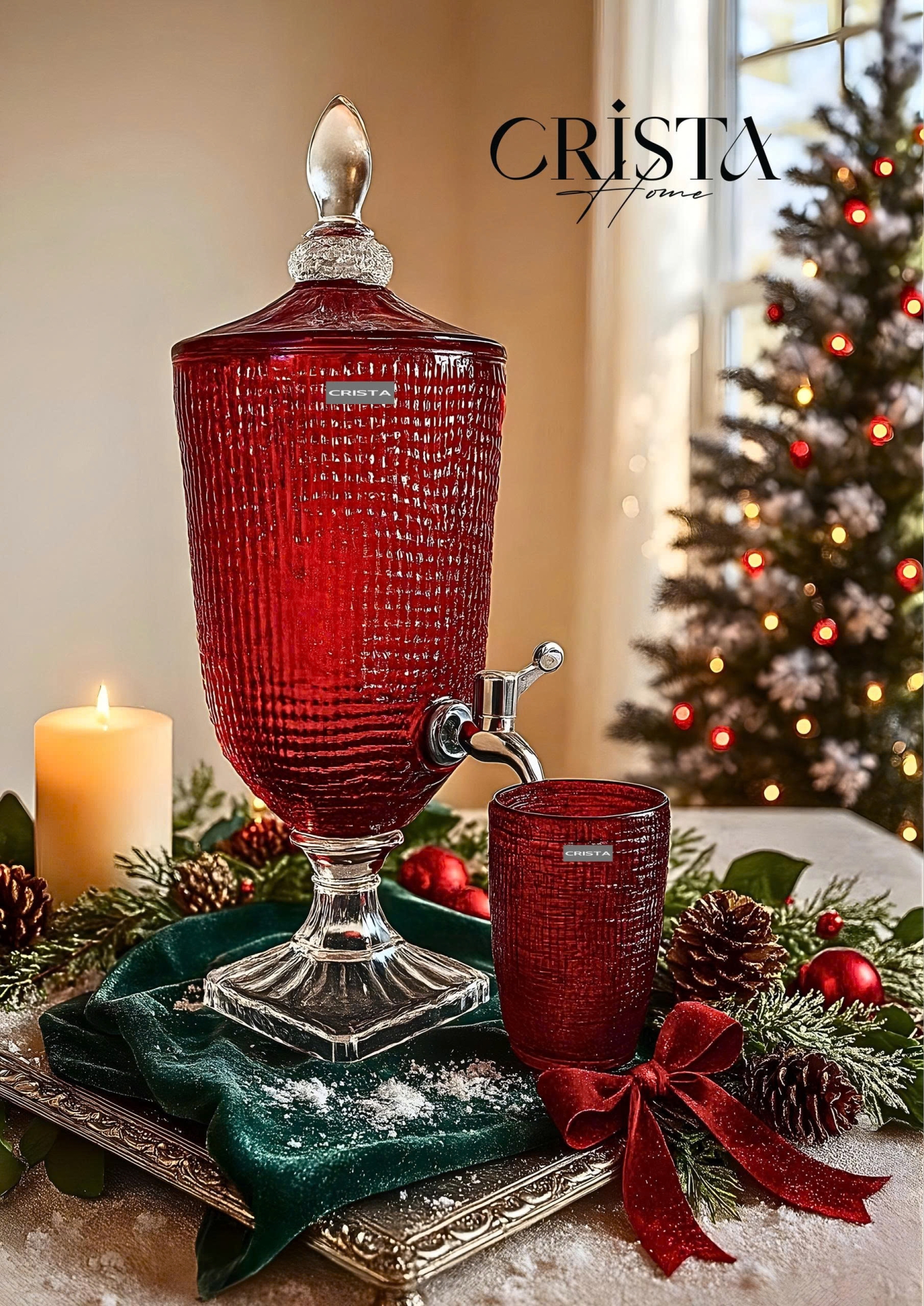 BÌNH THỦY TINH VÂN LƯỚI 3.3L - MÀU ĐỎ (4/8)