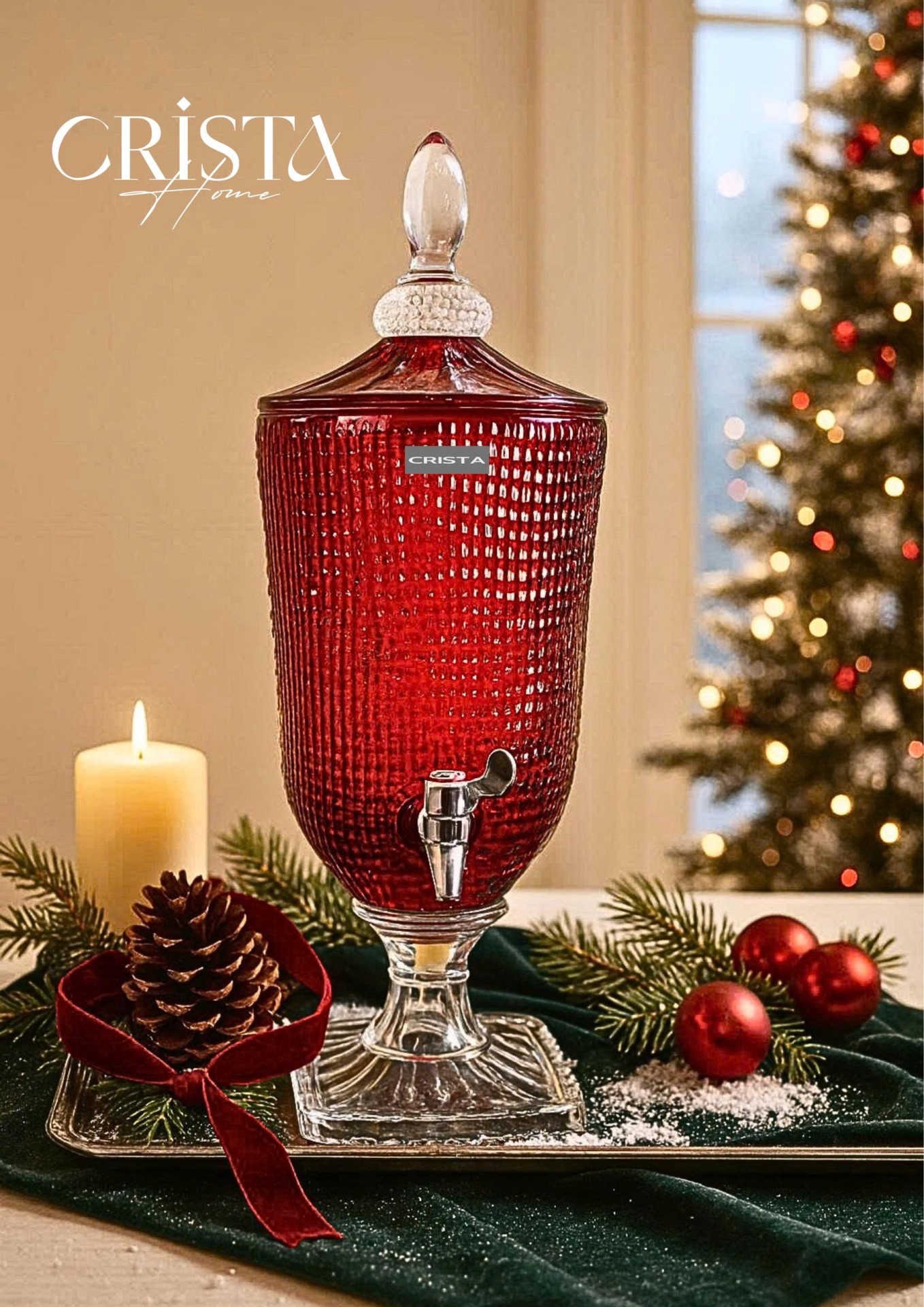 BÌNH THỦY TINH VÂN LƯỚI 3.3L - MÀU ĐỎ (6/8)