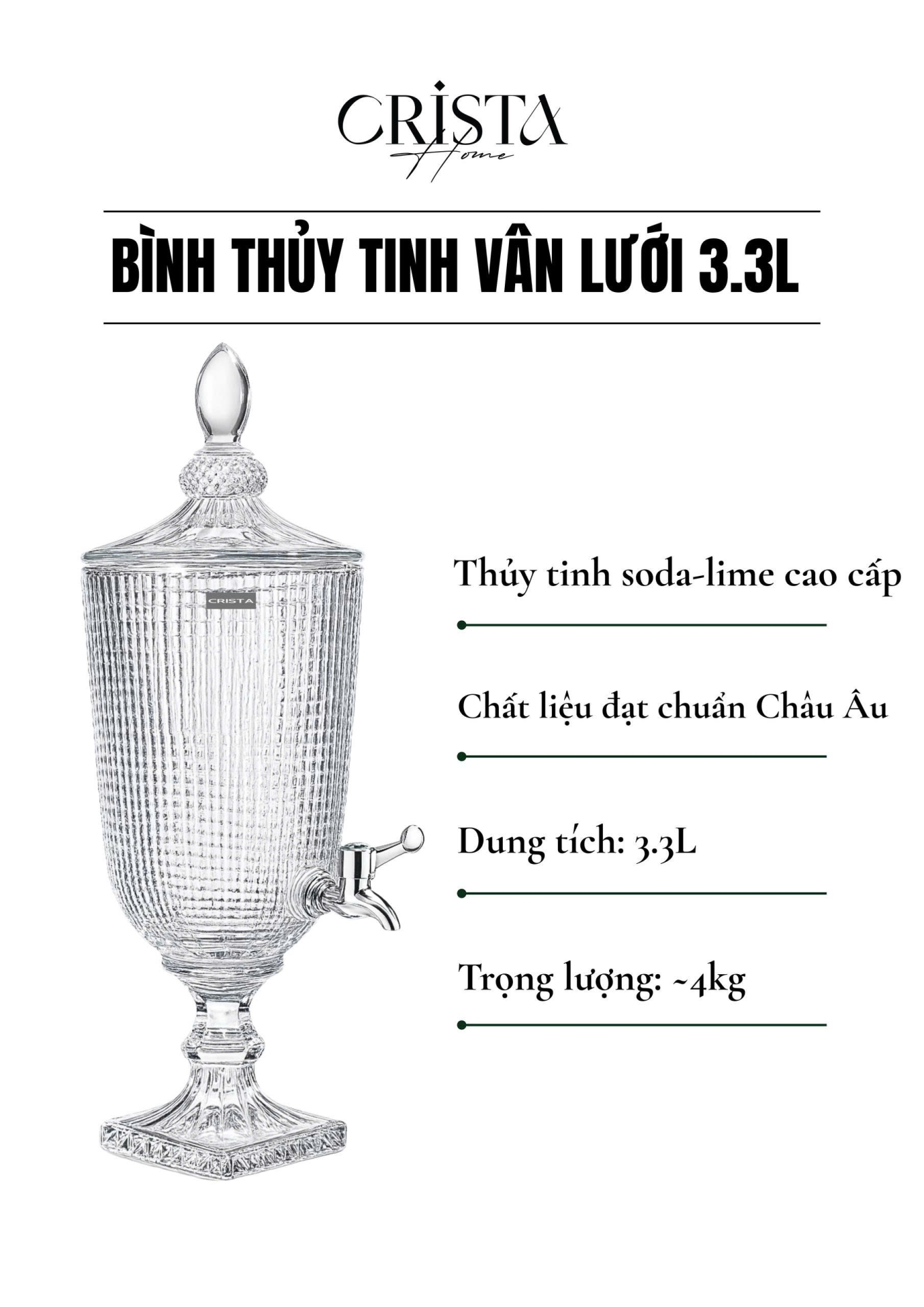 BÌNH THỦY TINH VÂN LƯỚI 3.3L MÀU TRẮNG (2/8)
