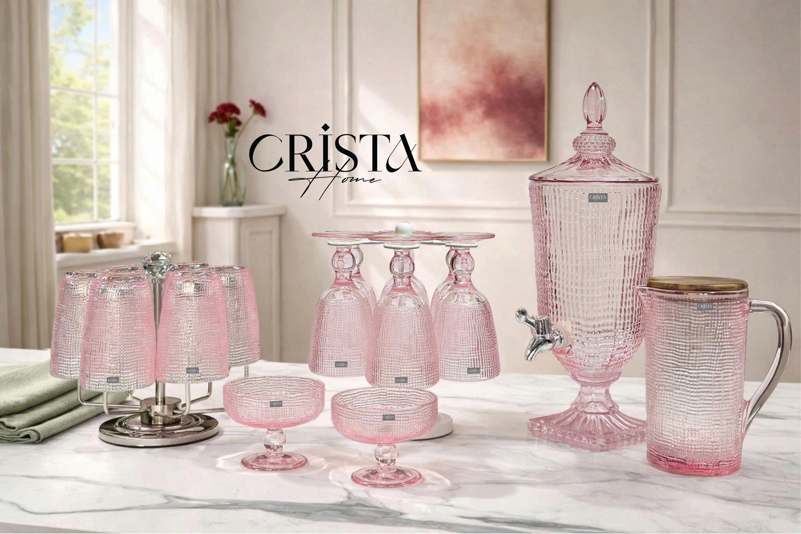 BÌNH THỦY TINH VÂN LƯỚI 3.3L MÀU HỒNG (4/7)