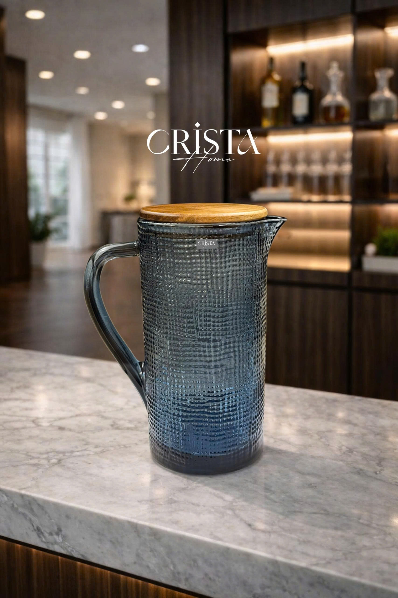 BÌNH THỦY TINH VÂN LƯỚI DẬP NỔI 1L XANH DƯƠNG (2/3)