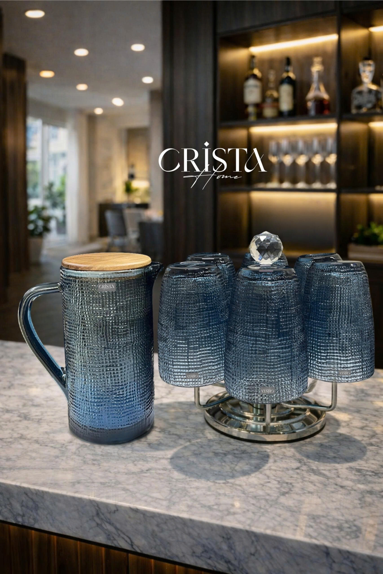 BÌNH THỦY TINH VÂN LƯỚI DẬP NỔI 1L XANH DƯƠNG (3/3)