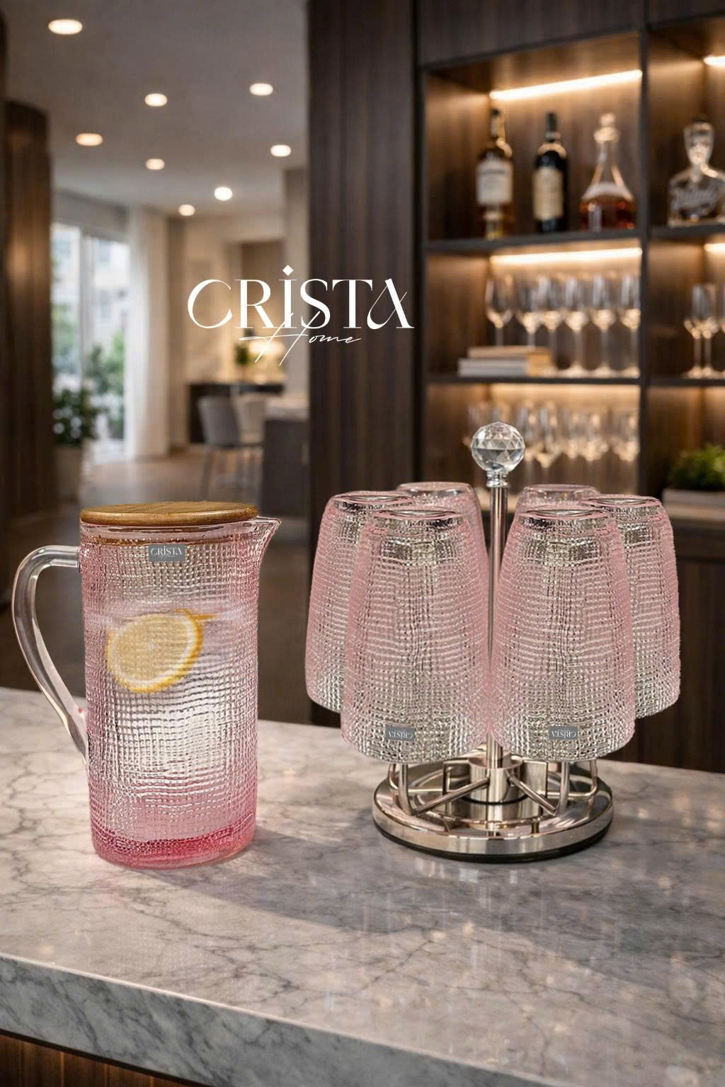 BÌNH THỦY TINH VÂN LƯỚI DẬP NỔI 1L MÀU HỒNG (3/3)