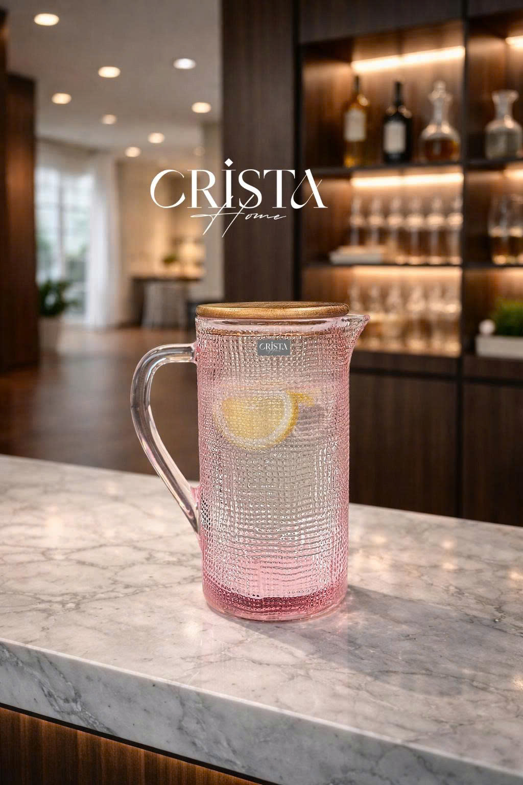 BÌNH THỦY TINH VÂN LƯỚI DẬP NỔI 1L MÀU HỒNG