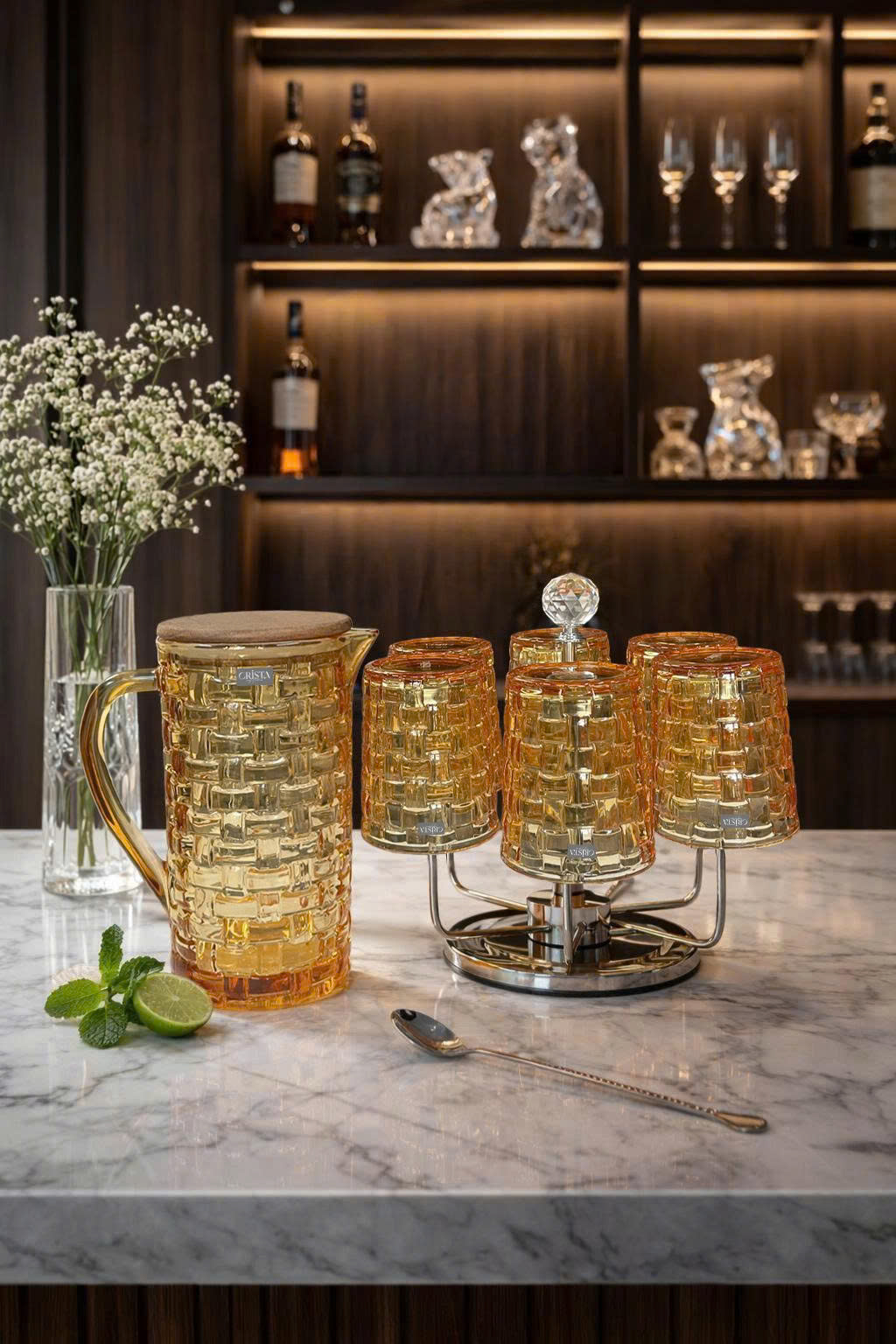 Bình Thủy Tinh Nắp Gỗ 1L - 6 Màu- Vân Caro CRISTA HOME  — MÀU TÍM (15/30)