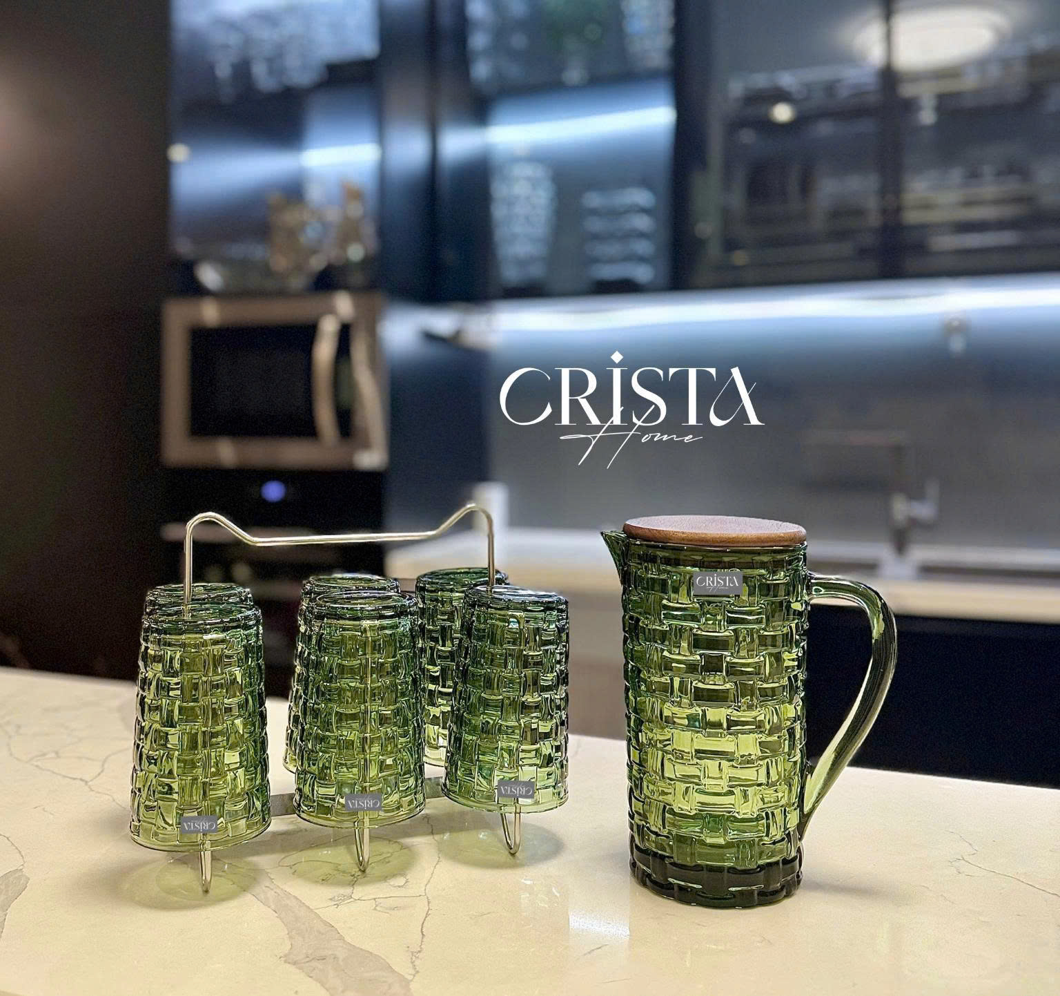 Bình Thủy Tinh Nắp Gỗ 1L - 6 Màu- Vân Caro CRISTA HOME  — MÀU TÍM (18/30)