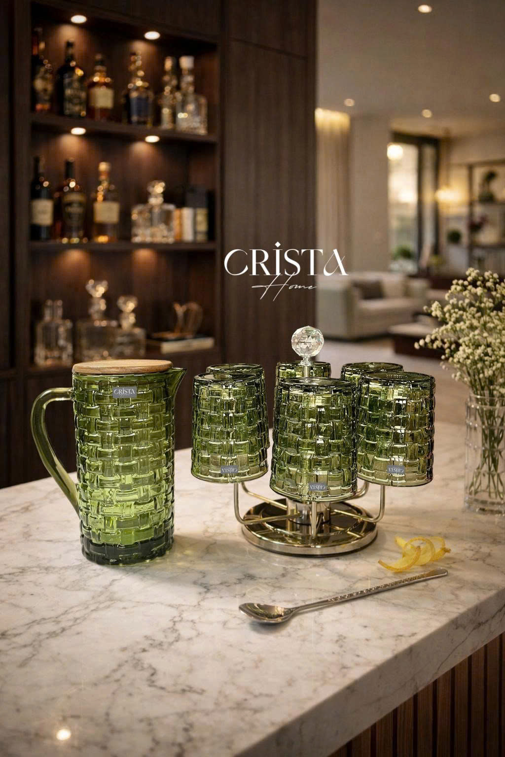 Bình Thủy Tinh Nắp Gỗ 1L - 6 Màu- Vân Caro CRISTA HOME  — MÀU TÍM (20/30)