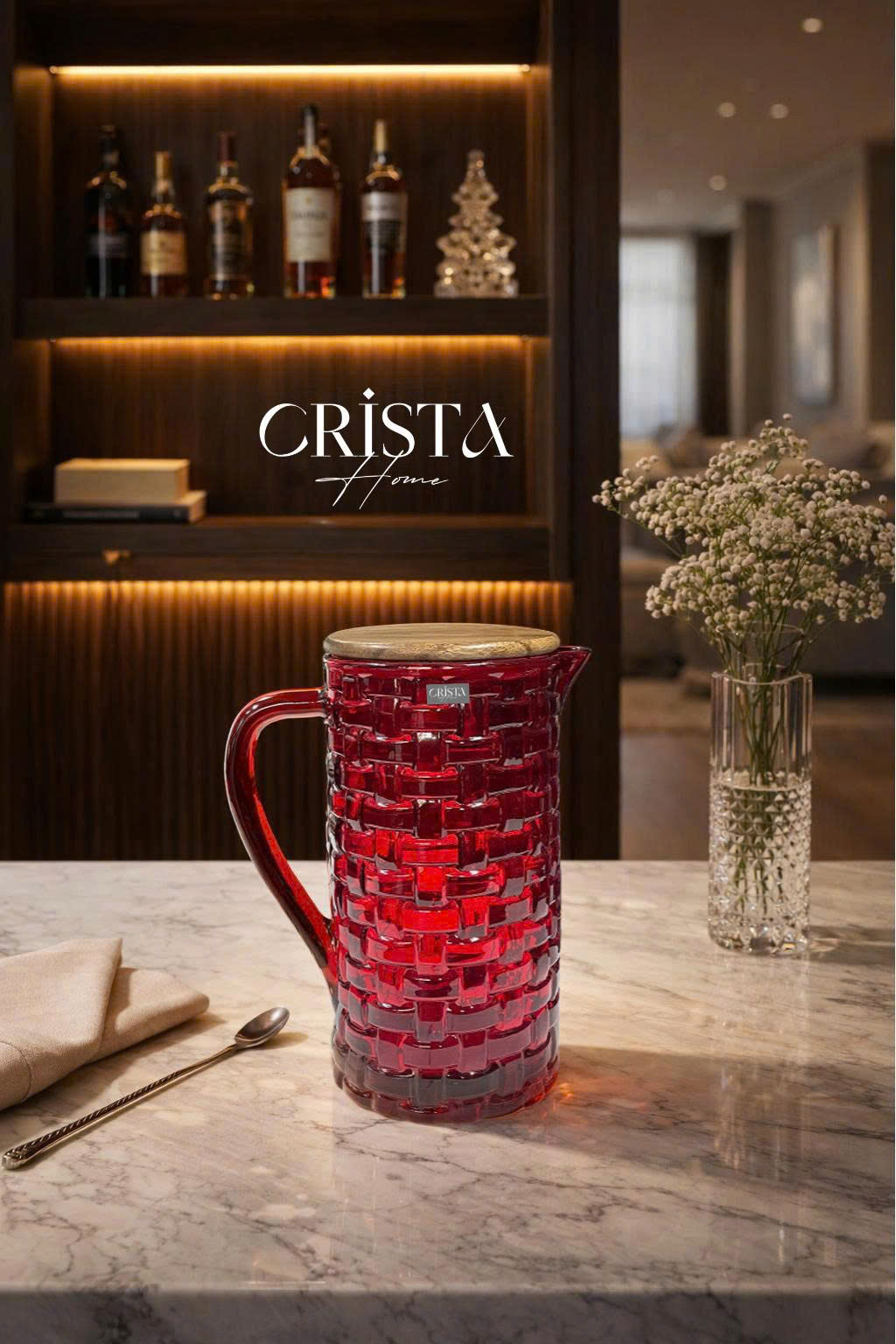 Bình Thủy Tinh Nắp Gỗ 1L - 6 Màu- Vân Caro CRISTA HOME  — MÀU TÍM (21/30)