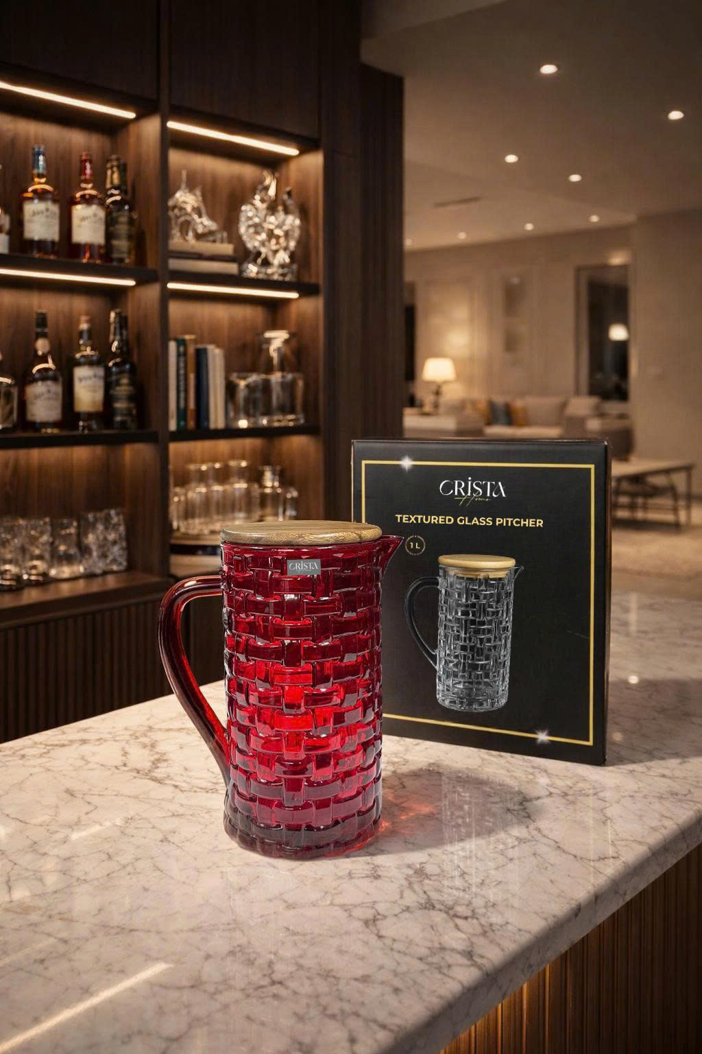 Bình Thủy Tinh Nắp Gỗ 1L - 6 Màu- Vân Caro CRISTA HOME  — MÀU TÍM (22/30)