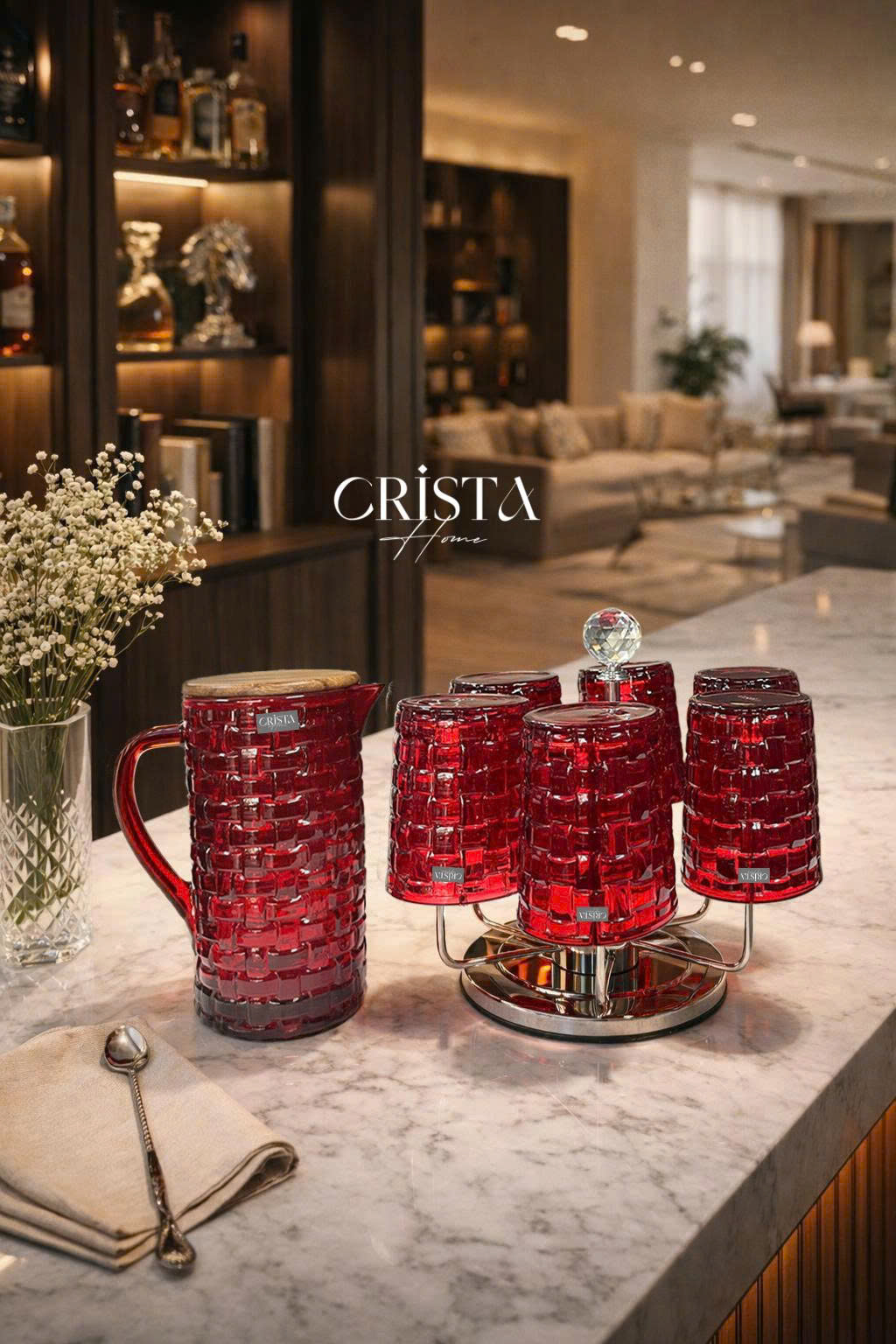 Bình Thủy Tinh Nắp Gỗ 1L - 6 Màu- Vân Caro CRISTA HOME  — MÀU TÍM (23/30)