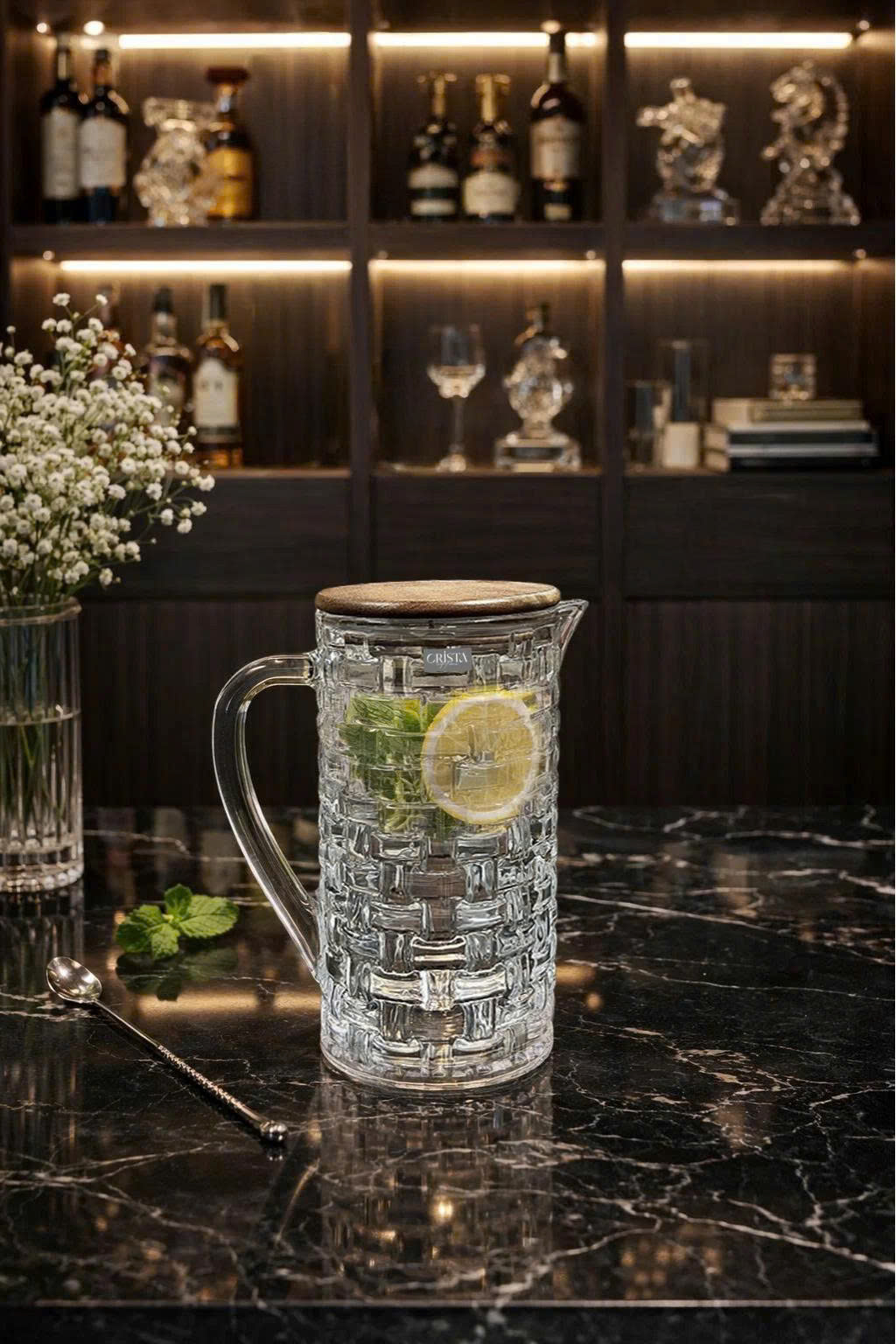 Bình Thủy Tinh Nắp Gỗ 1L - 6 Màu- Vân Caro CRISTA HOME  — MÀU TÍM (26/30)