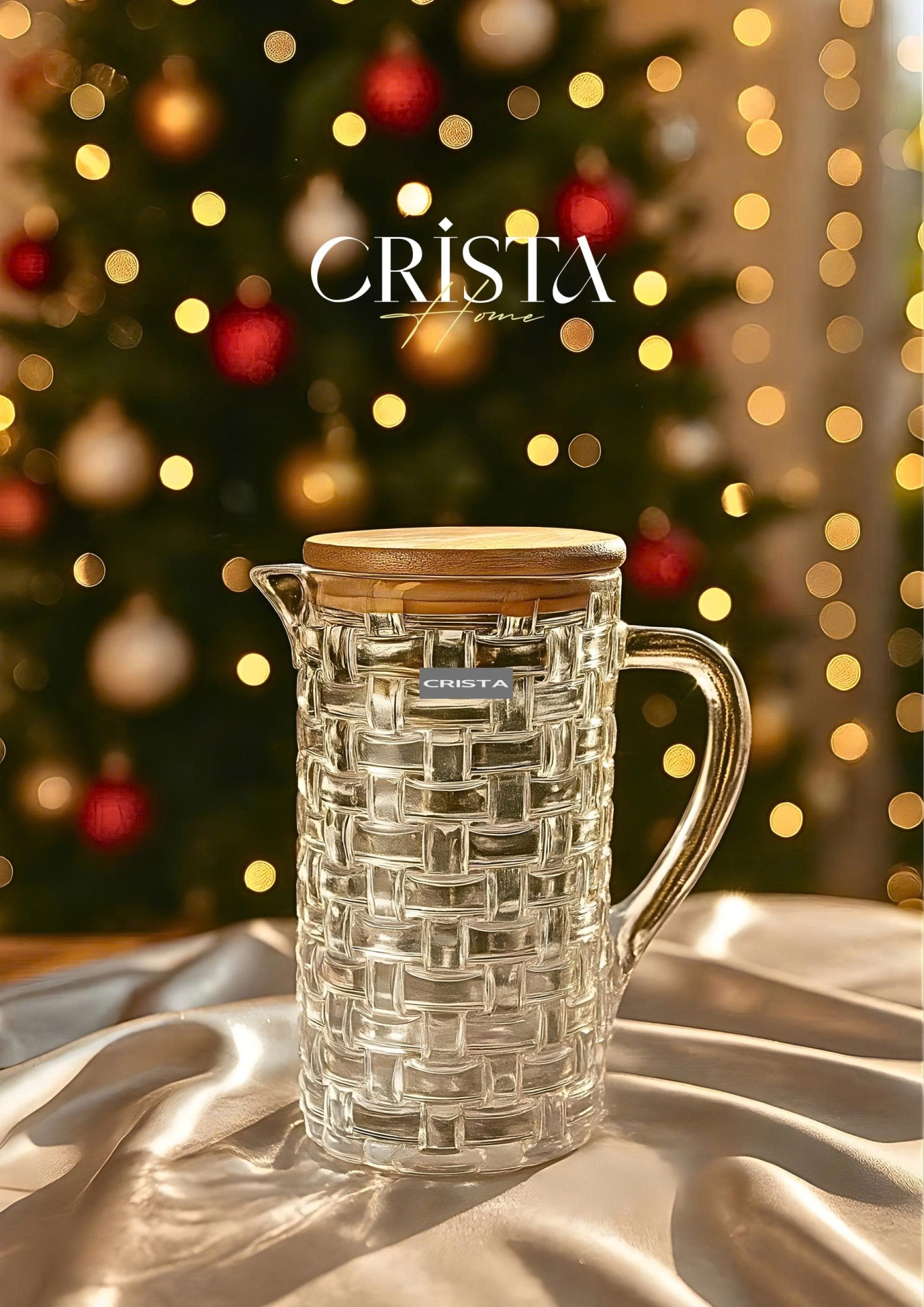 Bình Thủy Tinh Nắp Gỗ 1L - 6 Màu- Vân Caro CRISTA HOME  — MÀU TÍM (27/30)