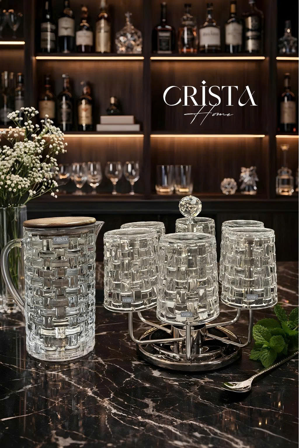 Bình Thủy Tinh Nắp Gỗ 1L - 6 Màu- Vân Caro CRISTA HOME  — MÀU TÍM (30/30)