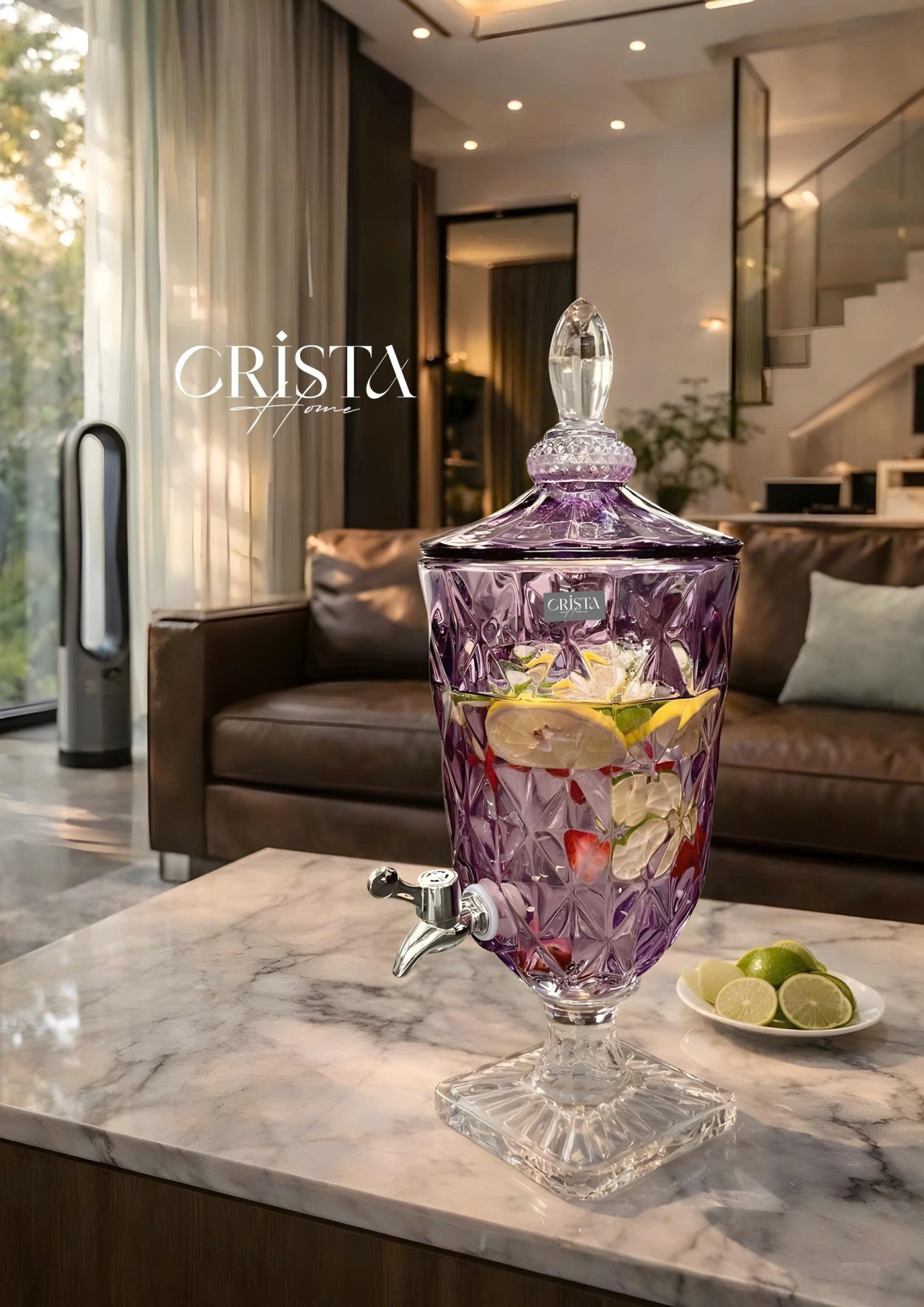 Bình Thủy Tinh Vân Kim Cương Có Vòi 3.3L - 5 Màu CRISTA HOME — MÀU HỒNG (6/20)