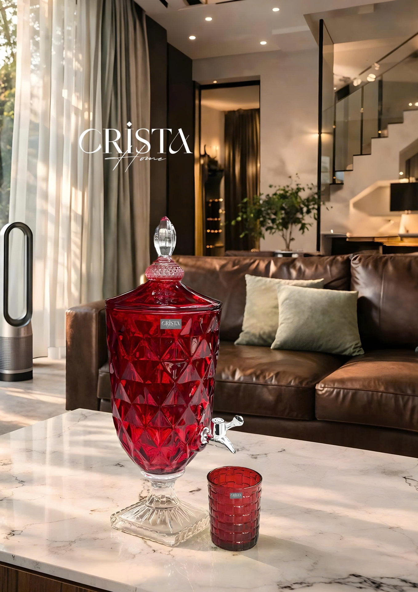 Bình Thủy Tinh Vân Kim Cương Có Vòi 3.3L - 5 Màu CRISTA HOME — MÀU HỒNG (11/20)