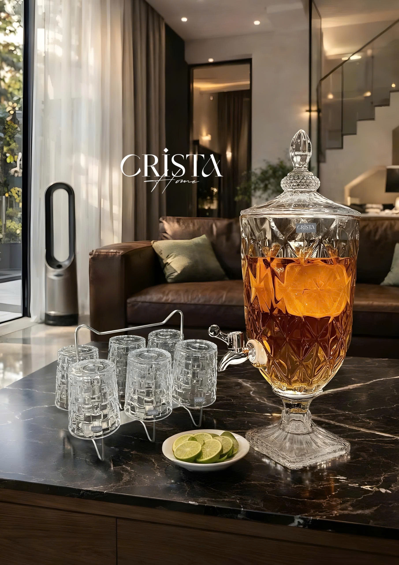 Bình Thủy Tinh Vân Kim Cương Có Vòi 3.3L - 5 Màu CRISTA HOME — MÀU HỒNG (14/20)