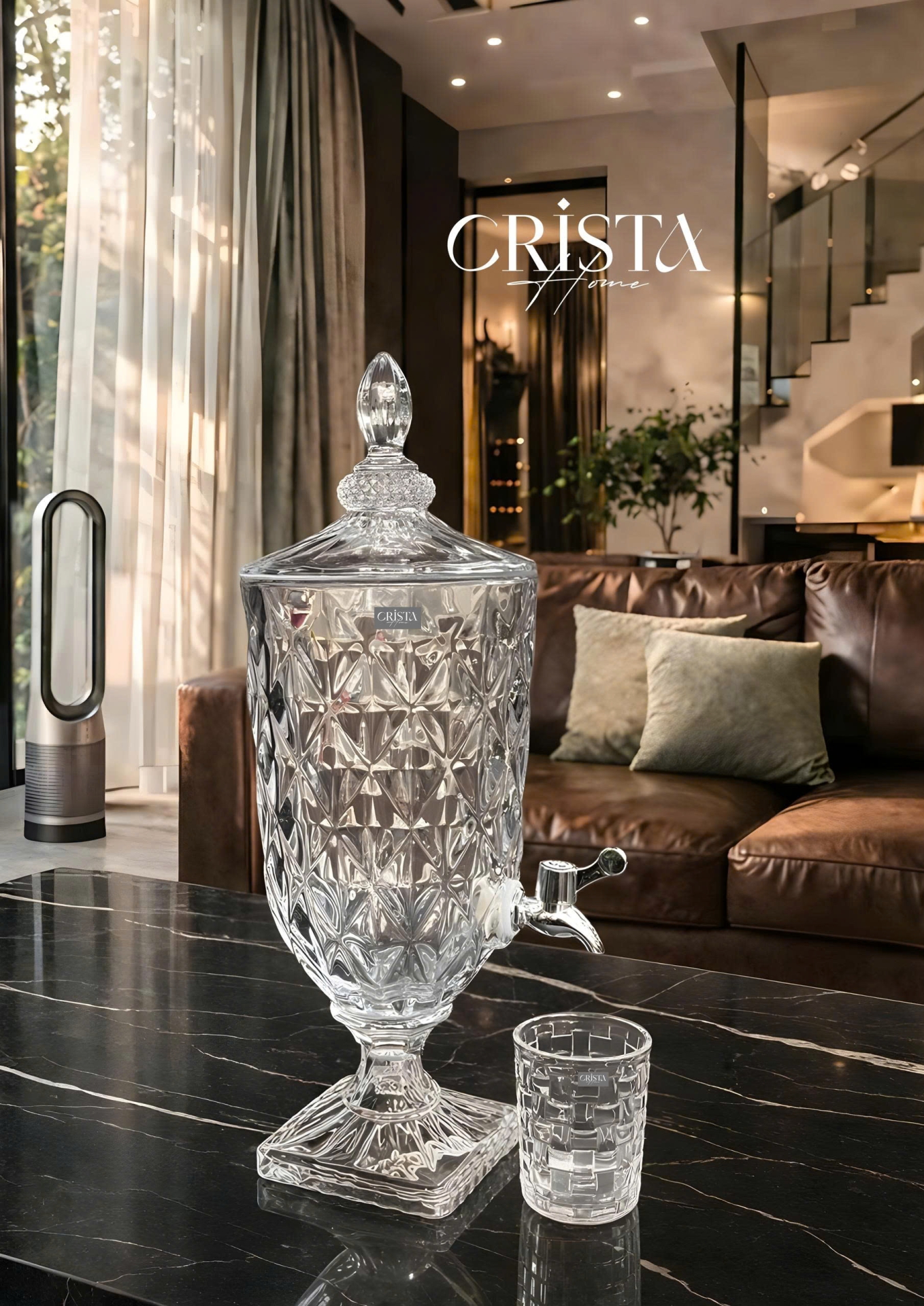 Bình Thủy Tinh Vân Kim Cương Có Vòi 3.3L - 5 Màu CRISTA HOME — MÀU HỒNG (15/20)