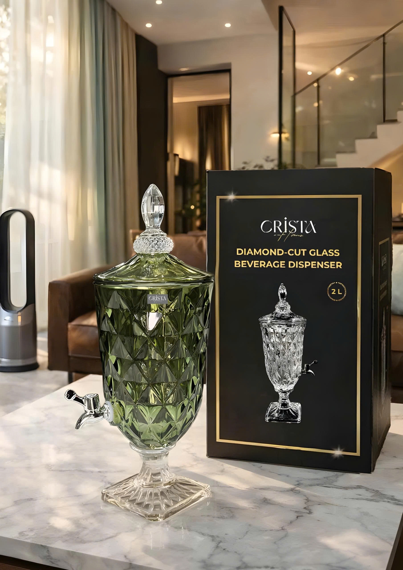 Bình Thủy Tinh Vân Kim Cương Có Vòi 3.3L - 5 Màu CRISTA HOME — MÀU HỒNG (16/20)