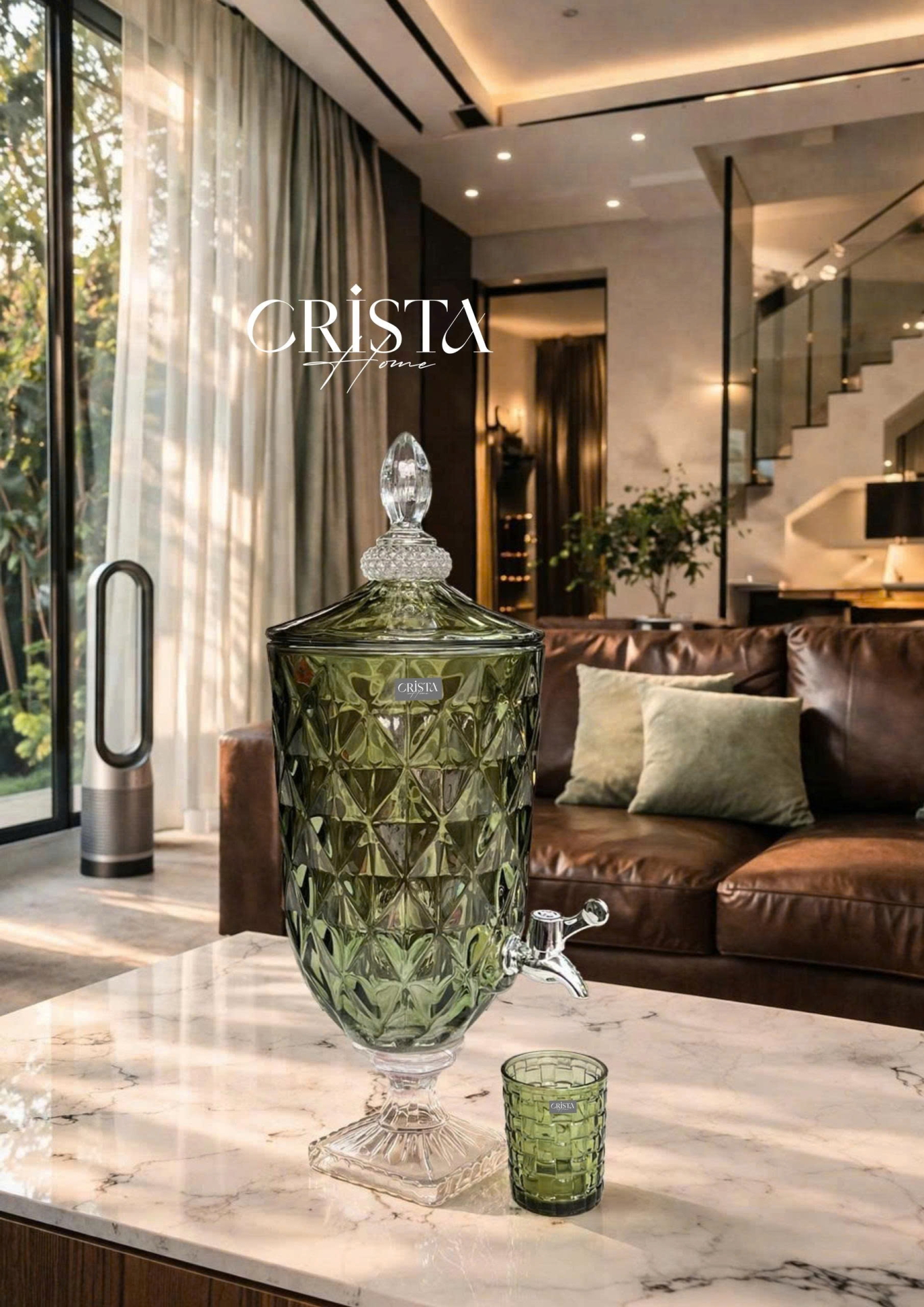 Bình Thủy Tinh Vân Kim Cương Có Vòi 3.3L - 5 Màu CRISTA HOME — MÀU HỒNG (17/20)