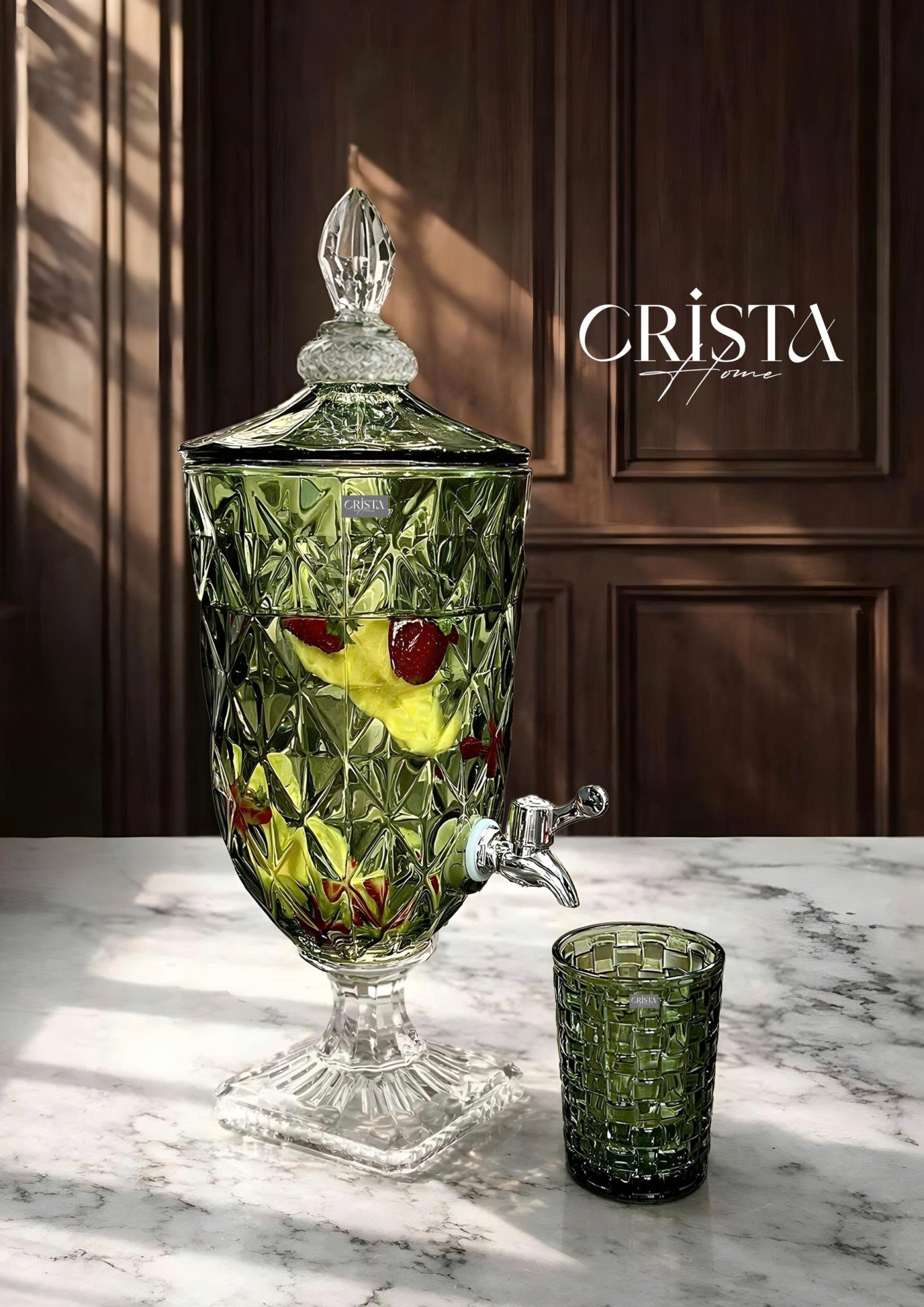 Bình Thủy Tinh Vân Kim Cương Có Vòi 3.3L - 5 Màu CRISTA HOME — MÀU HỒNG (19/20)