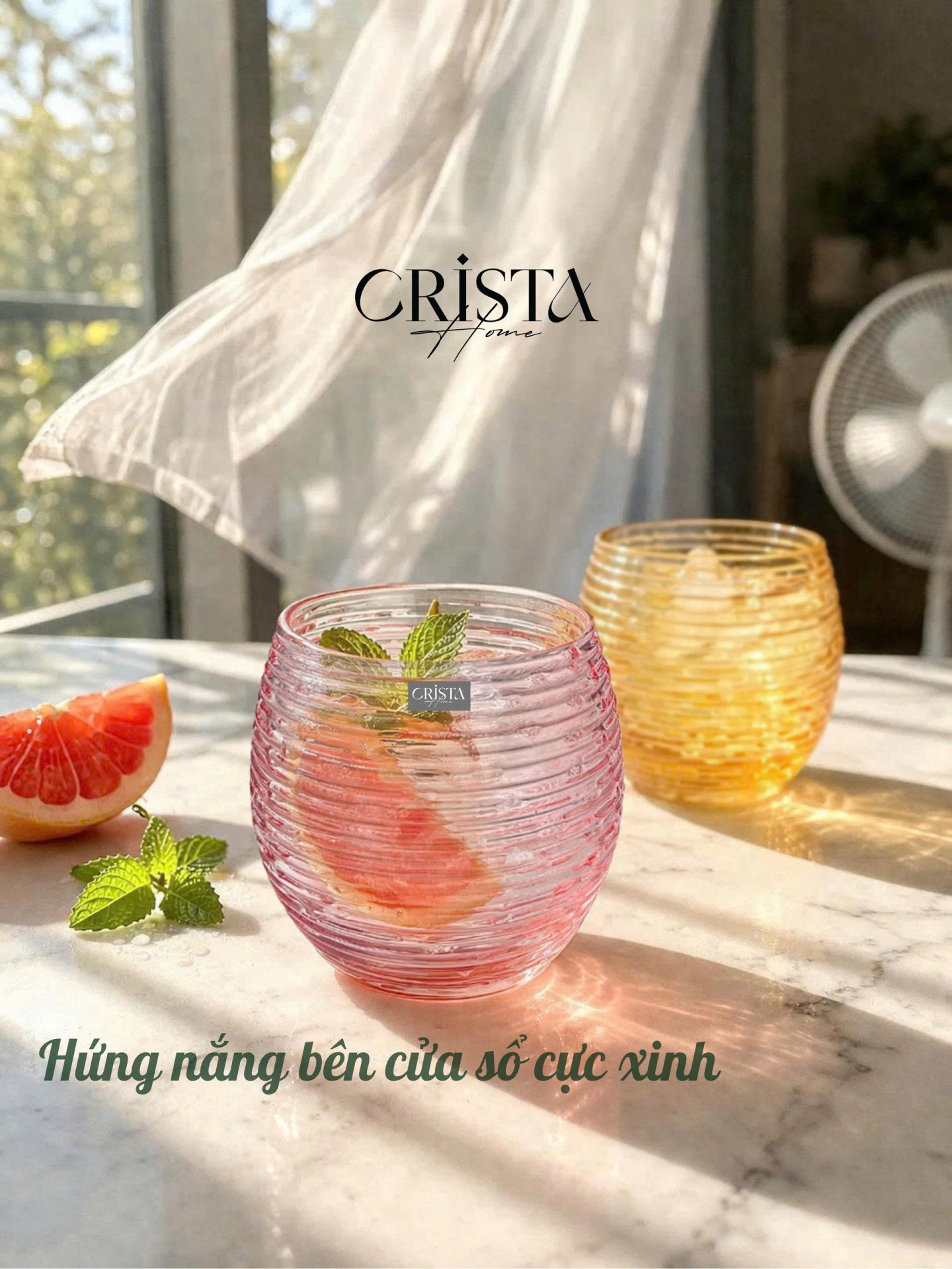 BỘ 6 CỐC THỦY TINH (8 Màu) DÁNG BẦU VÂN NGANG 300ML — MIX MÀU (14/28)