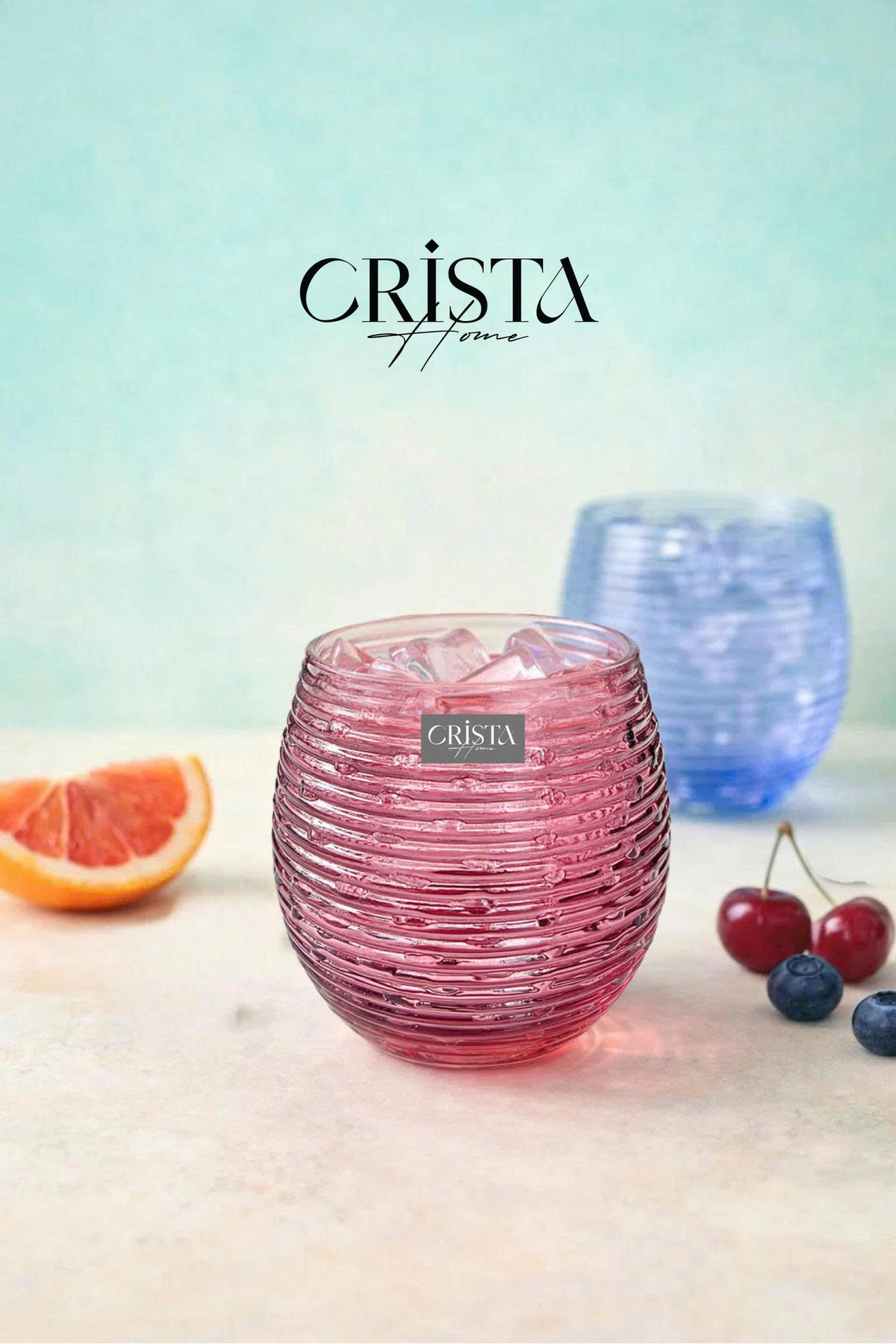 BỘ 6 CỐC THỦY TINH (8 Màu) DÁNG BẦU VÂN NGANG 300ML — MIX MÀU (18/28)