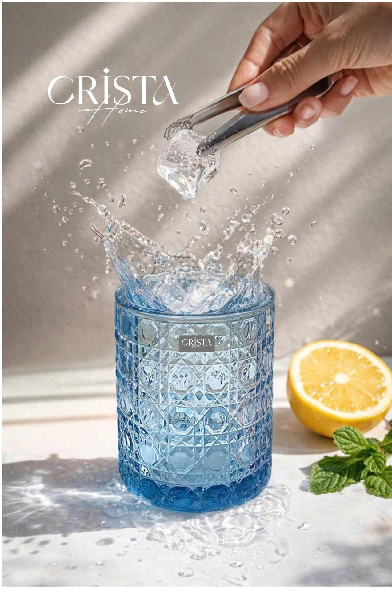 Bộ 6 Cốc Thủy Tinh Vân Pha Lê Nổi 390ml CRISTA HOME - Form Trụ Sang Trọng (2 Màu) — MIX MÀU (5/13)