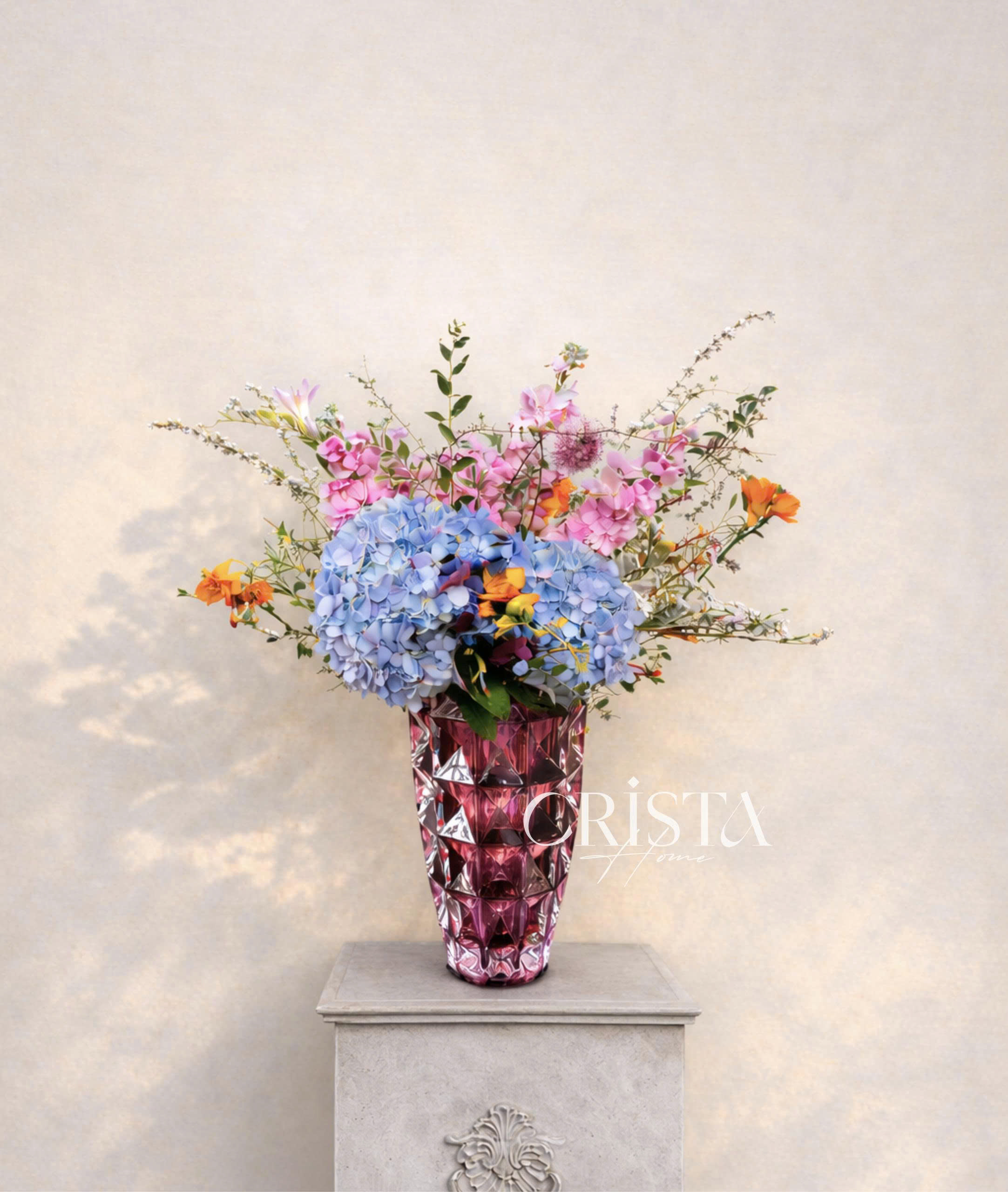 Lọ Hoa Thủy Tinh Vân Kim Cương Màu Tím | CRISTA HOME  (3/8)