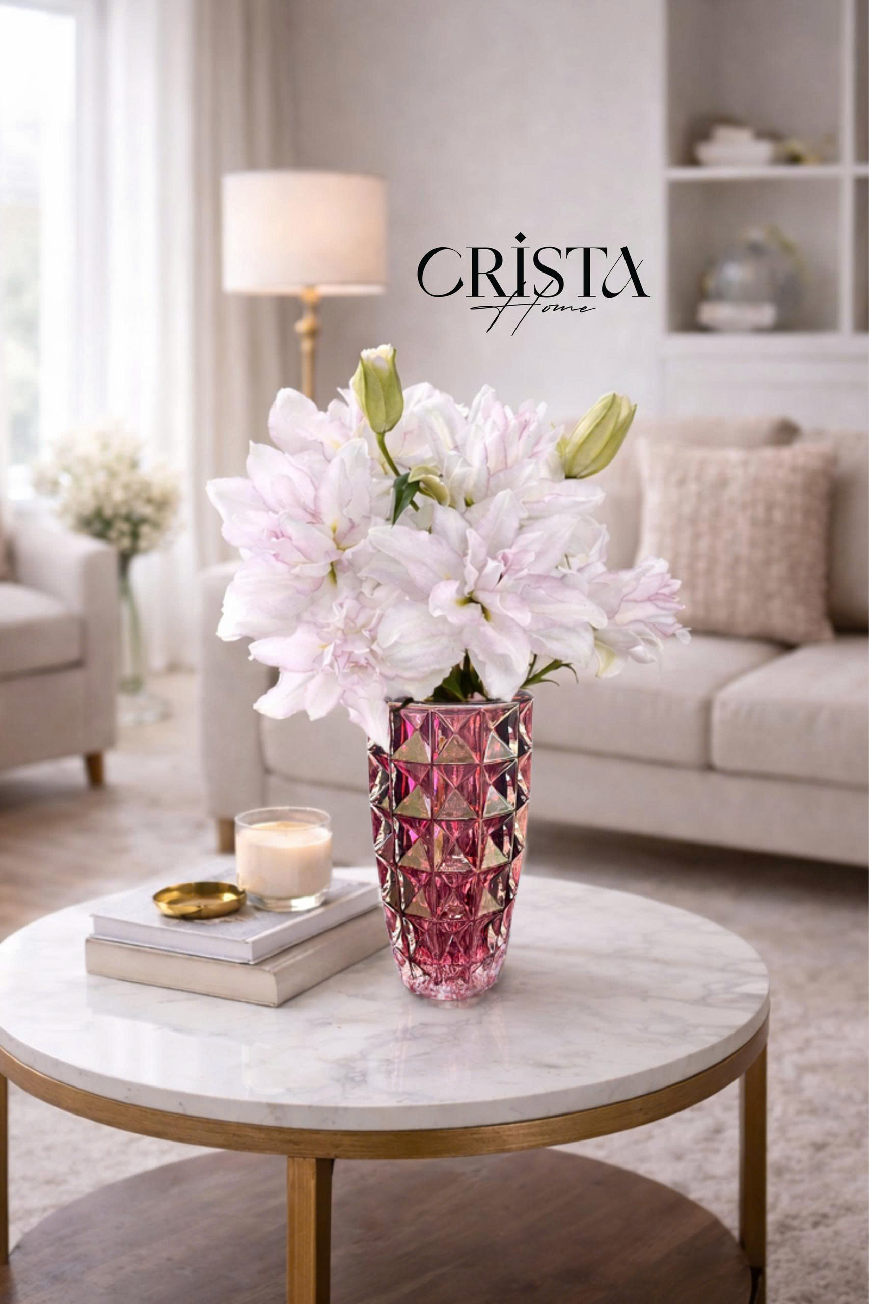 Lọ Hoa Thủy Tinh Vân Kim Cương Màu Tím | CRISTA HOME  (5/8)