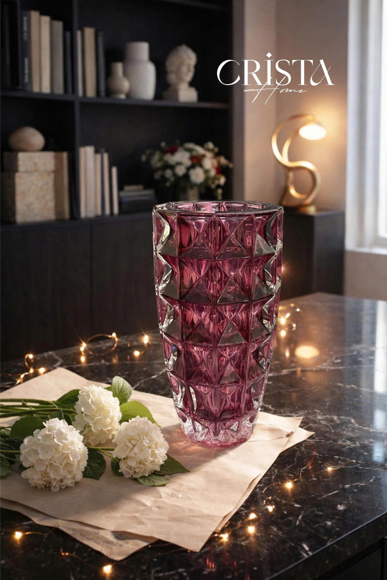 Lọ Hoa Thủy Tinh Vân Kim Cương Màu Tím | CRISTA HOME  (6/8)