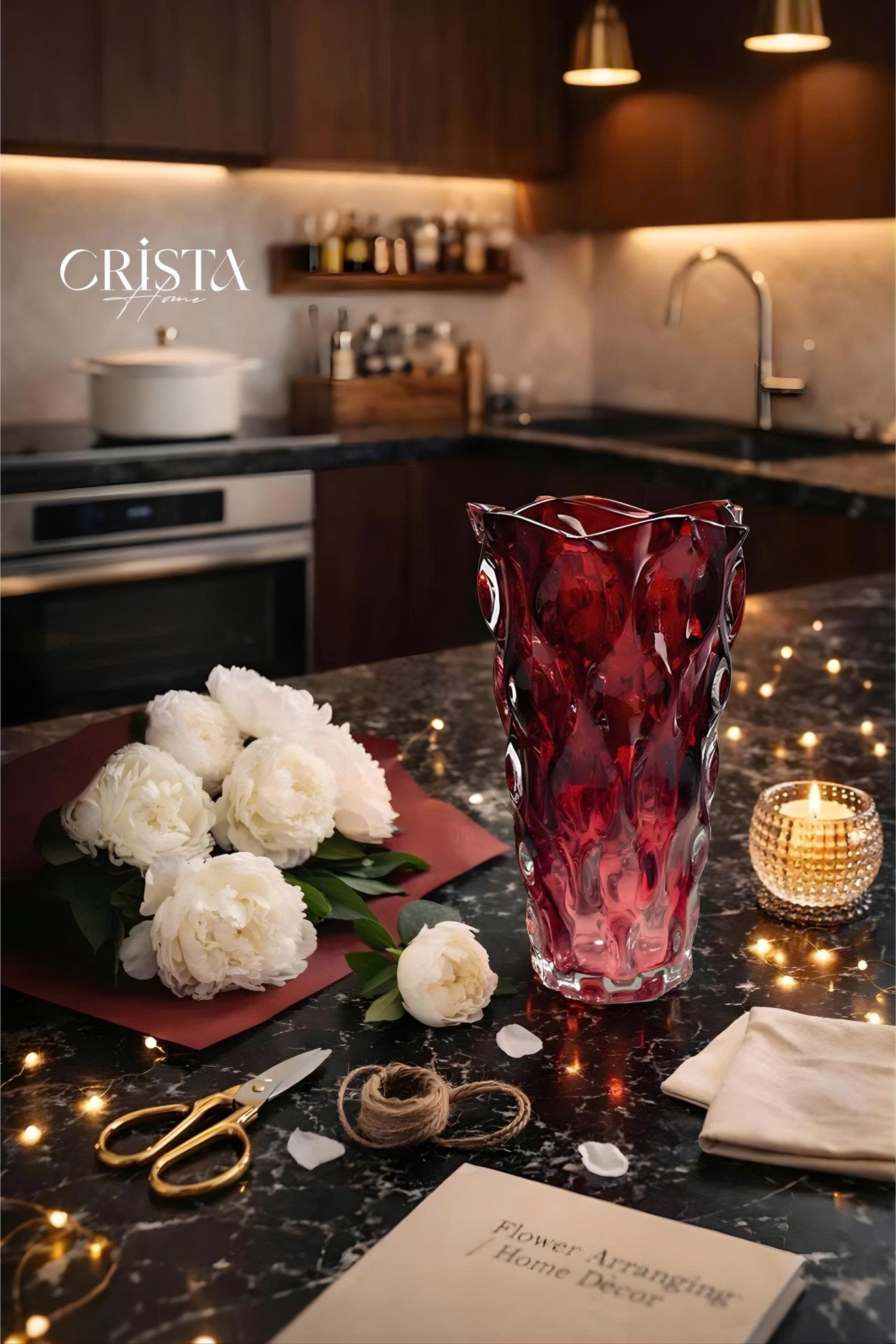 Bình Cắm Hoa Thủy Tinh Dáng Sóng Màu Ombre 28cm CRISTA HOME (6 Màu) — Màu Trắng (5/19)