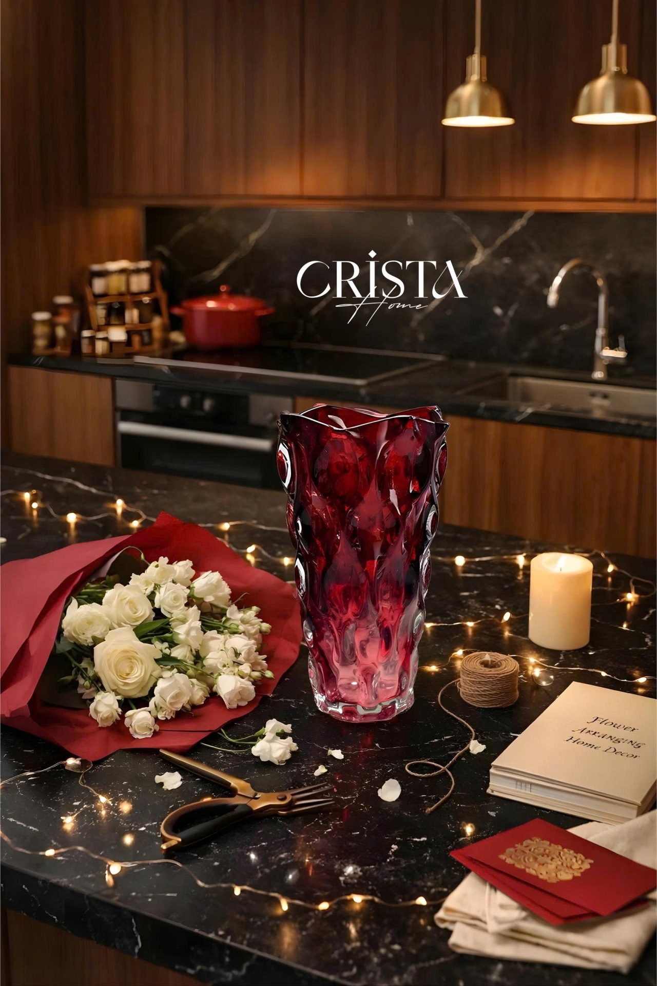Bình Cắm Hoa Thủy Tinh Dáng Sóng Màu Ombre 28cm CRISTA HOME (6 Màu) — Màu Trắng (6/19)