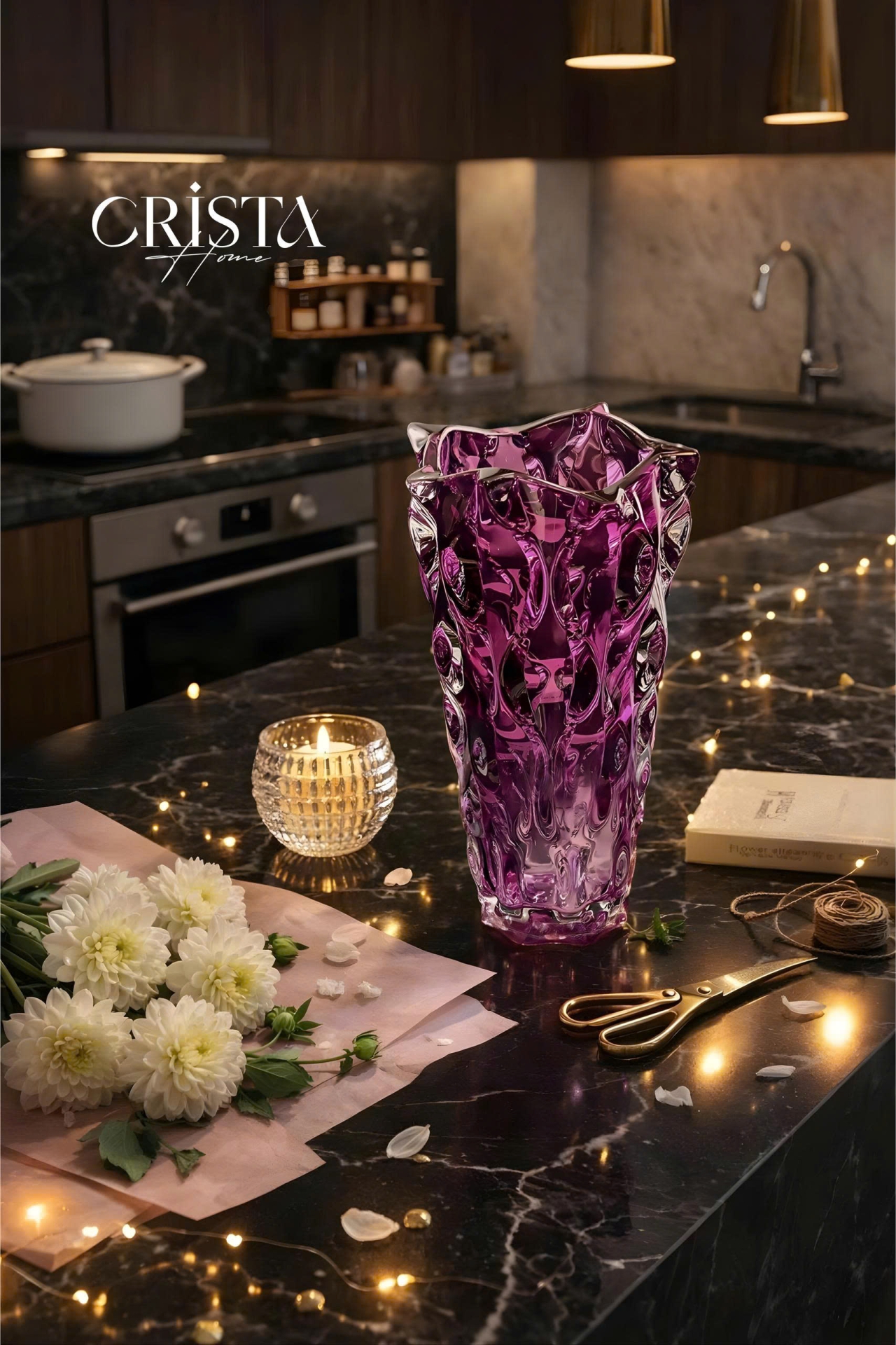Bình Cắm Hoa Thủy Tinh Dáng Sóng Màu Ombre 28cm CRISTA HOME (6 Màu) — Màu Trắng (11/19)