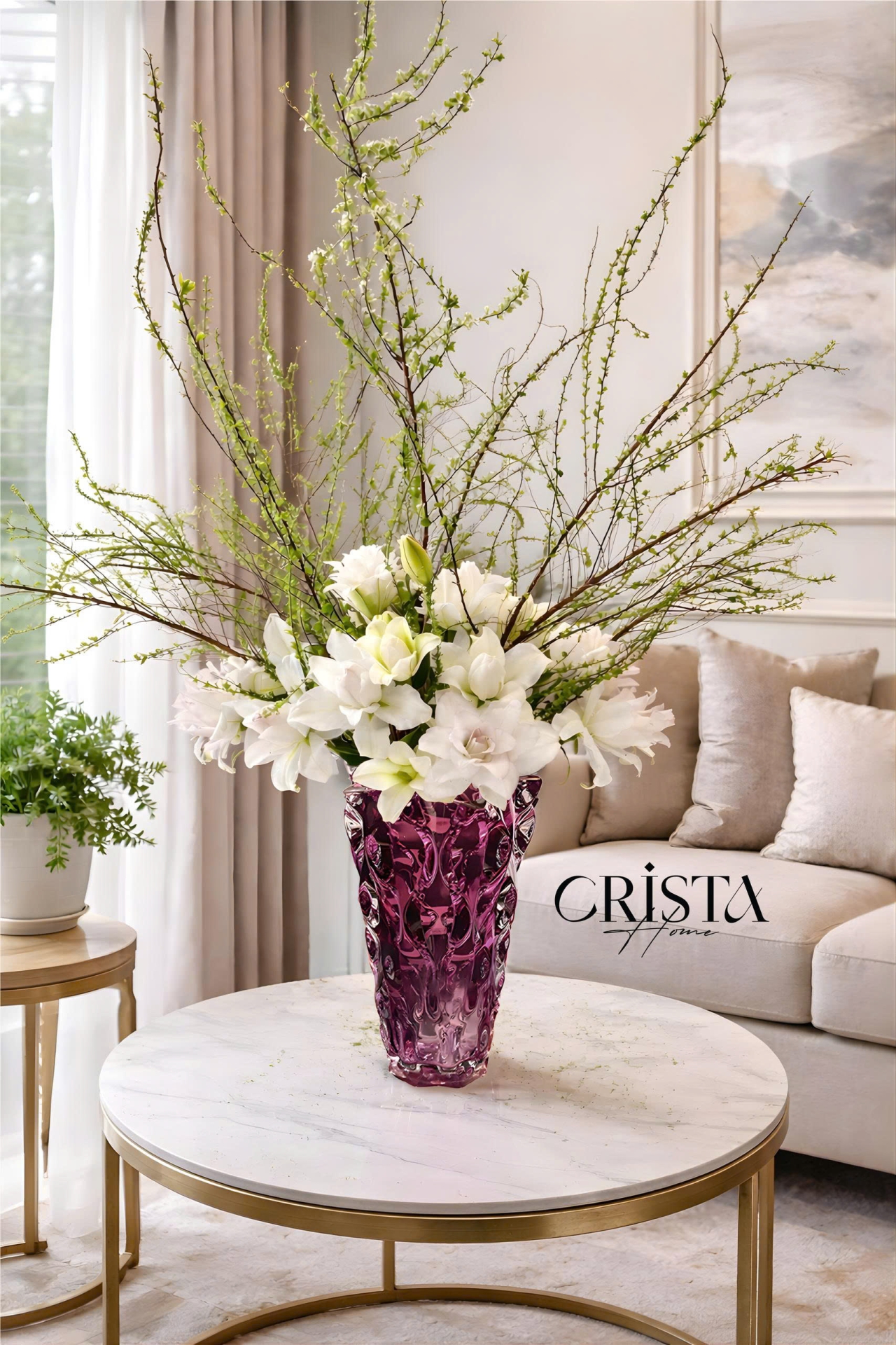 Bình Cắm Hoa Thủy Tinh Dáng Sóng Màu Ombre 28cm CRISTA HOME (6 Màu) — Màu Trắng (13/19)