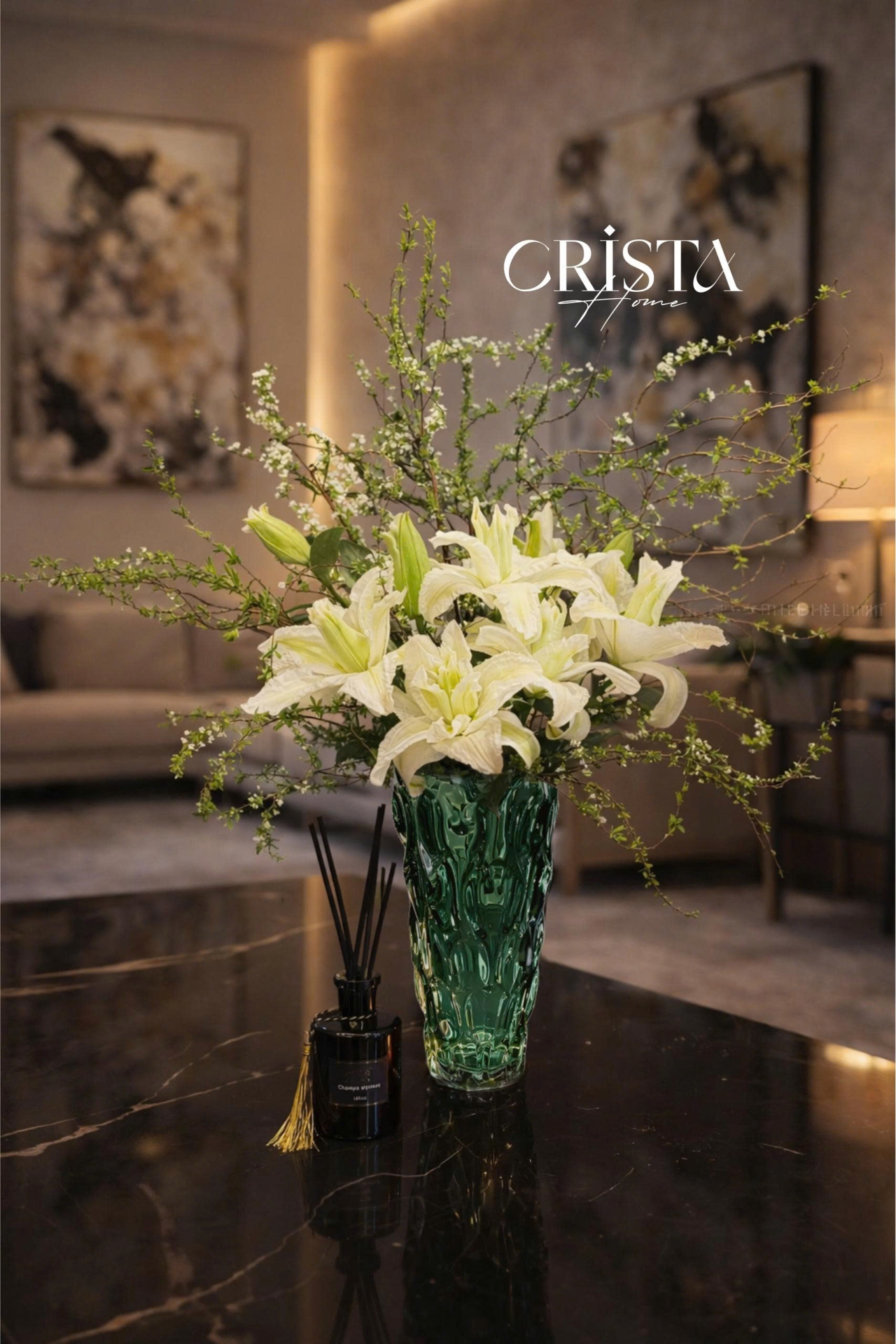 Bình Cắm Hoa Thủy Tinh Dáng Sóng Màu Ombre 28cm CRISTA HOME (6 Màu) — Màu Trắng (16/19)