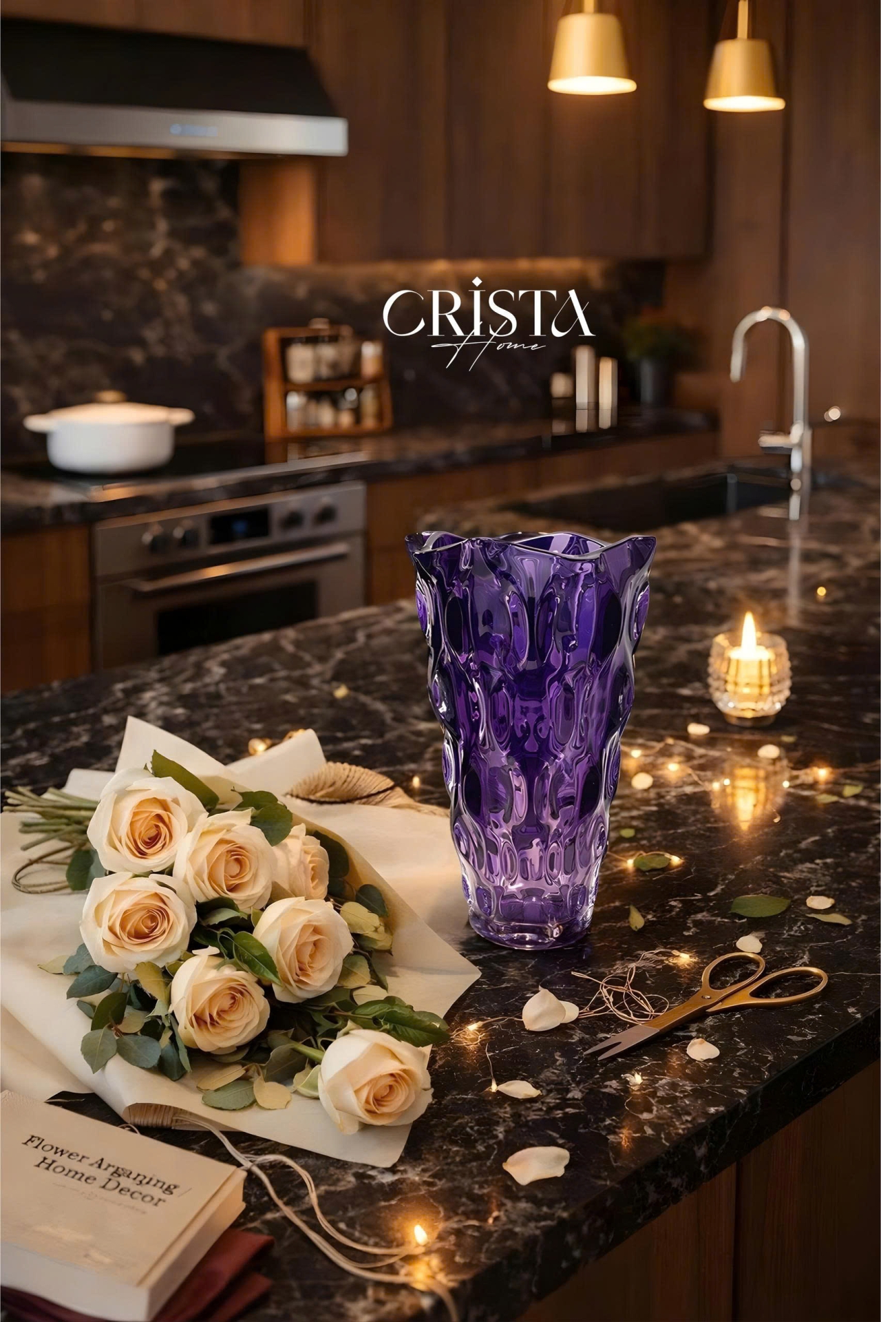 Bình Cắm Hoa Thủy Tinh Dáng Sóng Màu Ombre 28cm CRISTA HOME (6 Màu) — Màu Trắng (17/19)