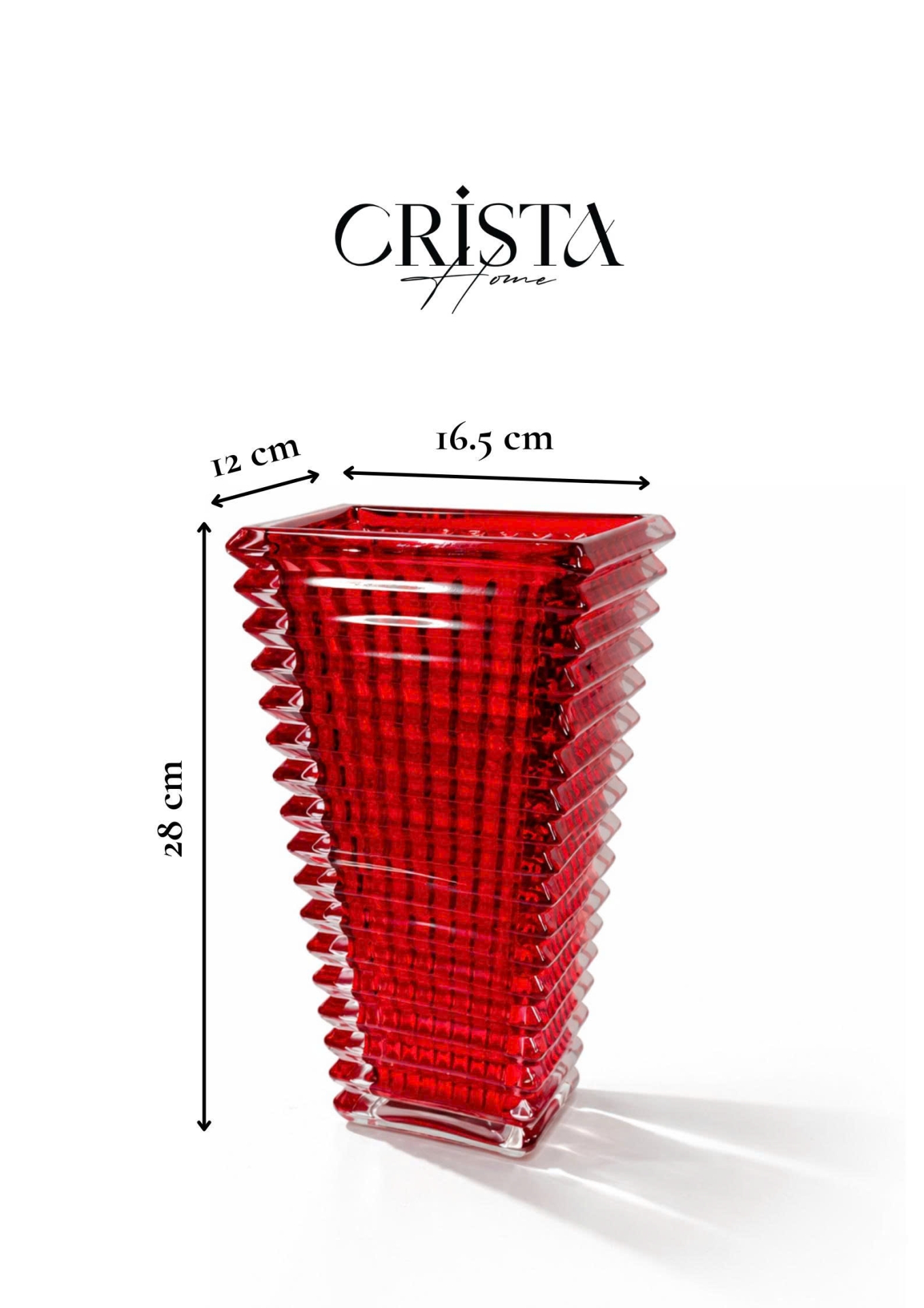 Bình Cắm Hoa Thủy Tinh Dáng Tháp Màu Đỏ 28cm CRISTA HOME (3/3)