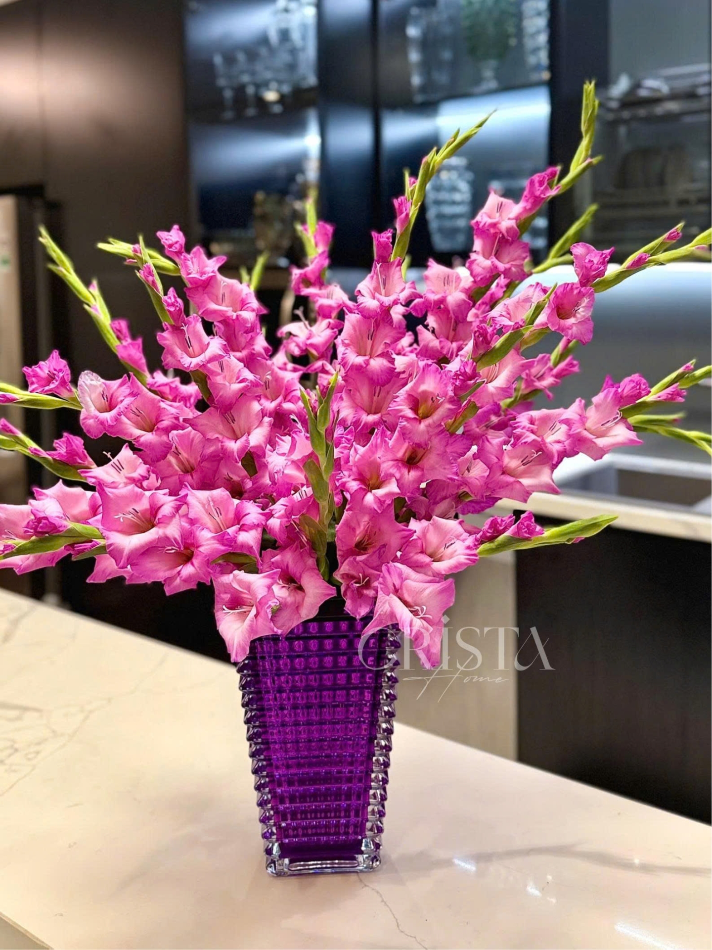 Bình Cắm Hoa Thủy Tinh Dáng Tháp Màu Tím 28cm CRISTA HOME (3/4)