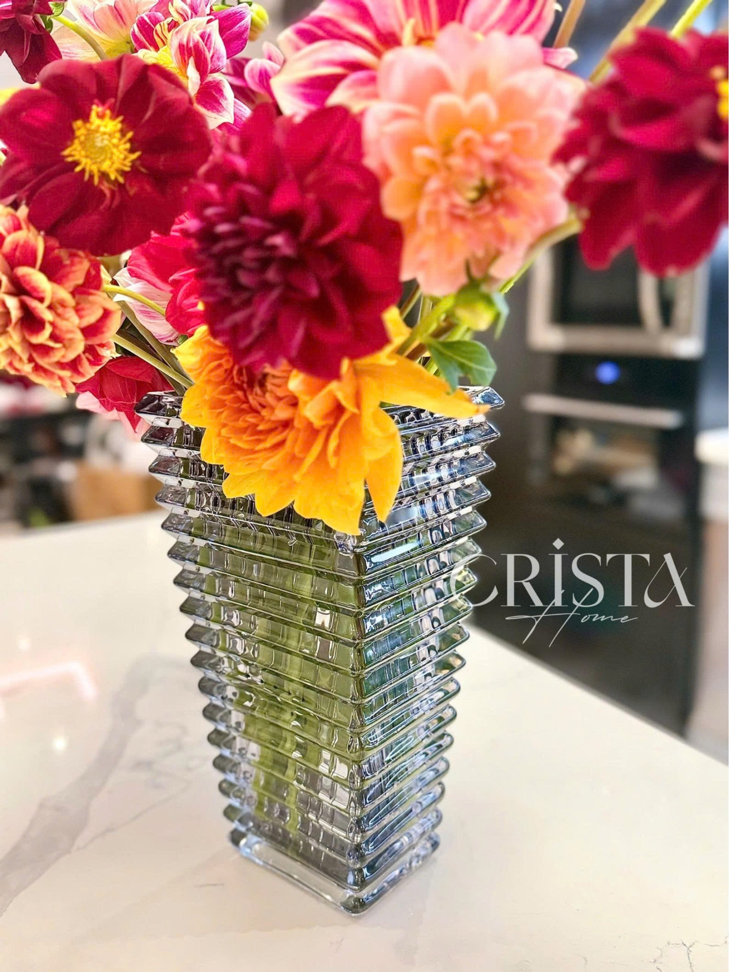 Bình cắm hoa thủy tinh dáng tháp 28cm CRISTA HOME (3/4)
