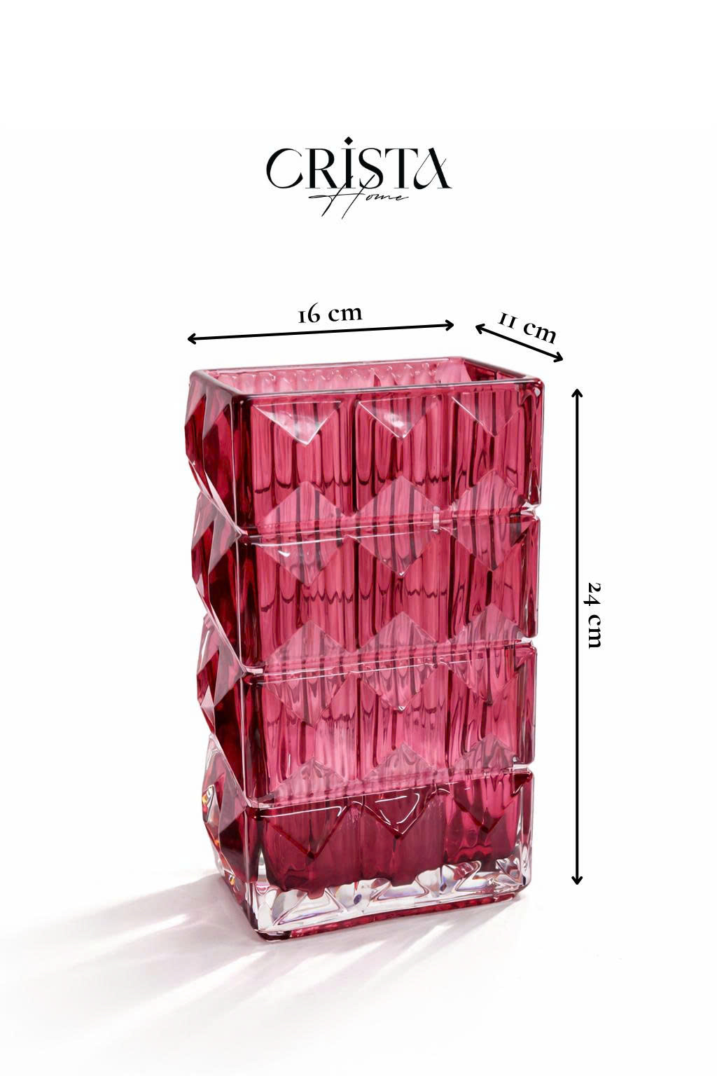BÌNH CẮM HOA THỦY TINH MÀU HỒNG VÂN KIM CƯƠNG 4 TẦNG CRISTA HOME (2/3)