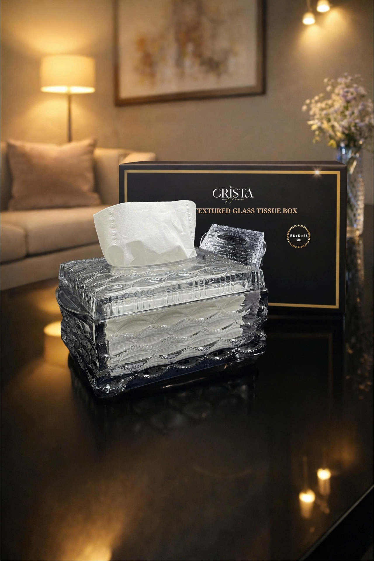 Hộp Thủy Tinh Đựng Giấy Ăn Vân Sóng CRISTA HOME - Thiết Kế Mới (5 Màu) — MÀU HỒNG (19/19)