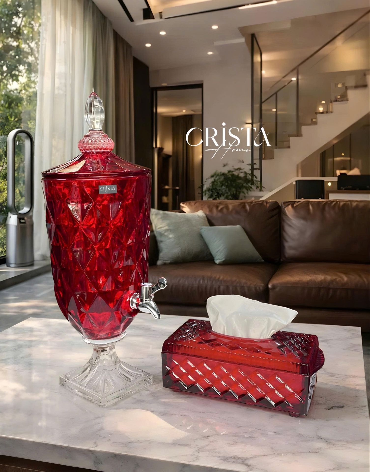 Hộp Thủy Tinh Đựng Giấy Ăn Vân Kim Cương CRISTA HOME - Decor Sang Trọng (4 Màu) — MÀU TRĂNG (10/17)