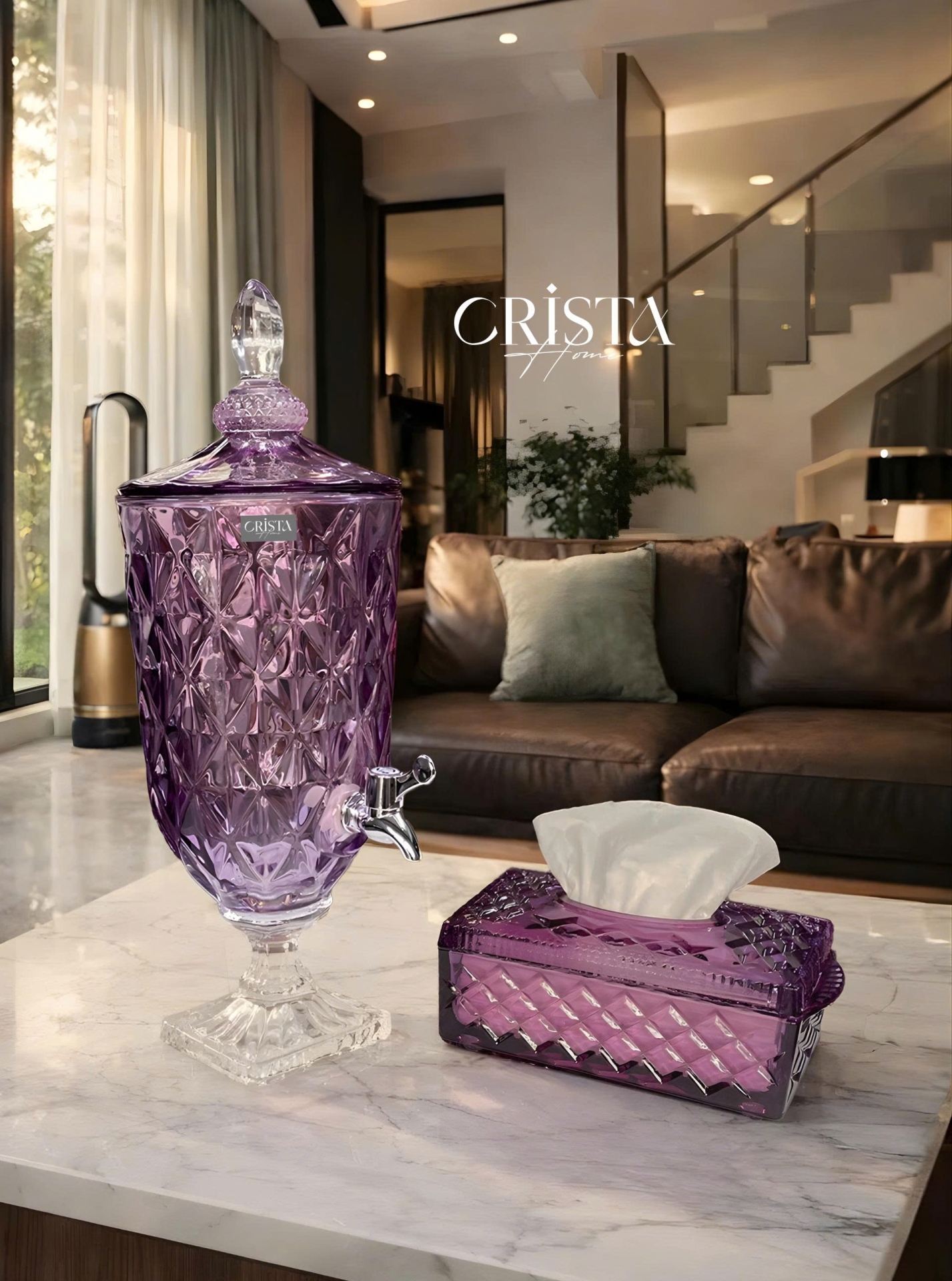 Hộp Thủy Tinh Đựng Giấy Ăn Vân Kim Cương CRISTA HOME - Decor Sang Trọng (4 Màu) — MÀU TRĂNG (14/17)