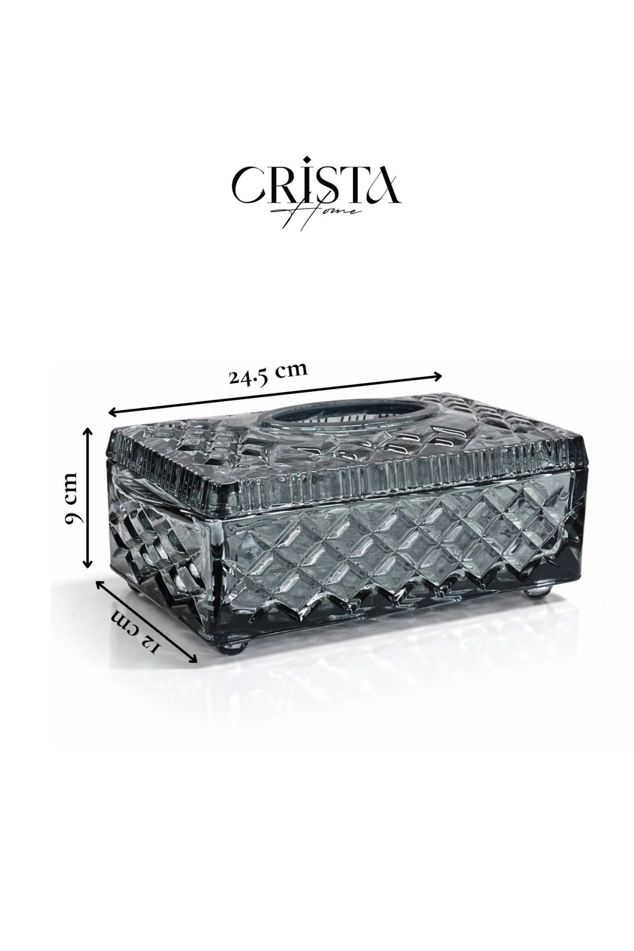 Hộp Thủy Tinh Đựng Giấy Ăn Vân Kim Cương CRISTA HOME - Decor Sang Trọng (4 Màu) — MÀU TRĂNG (15/17)