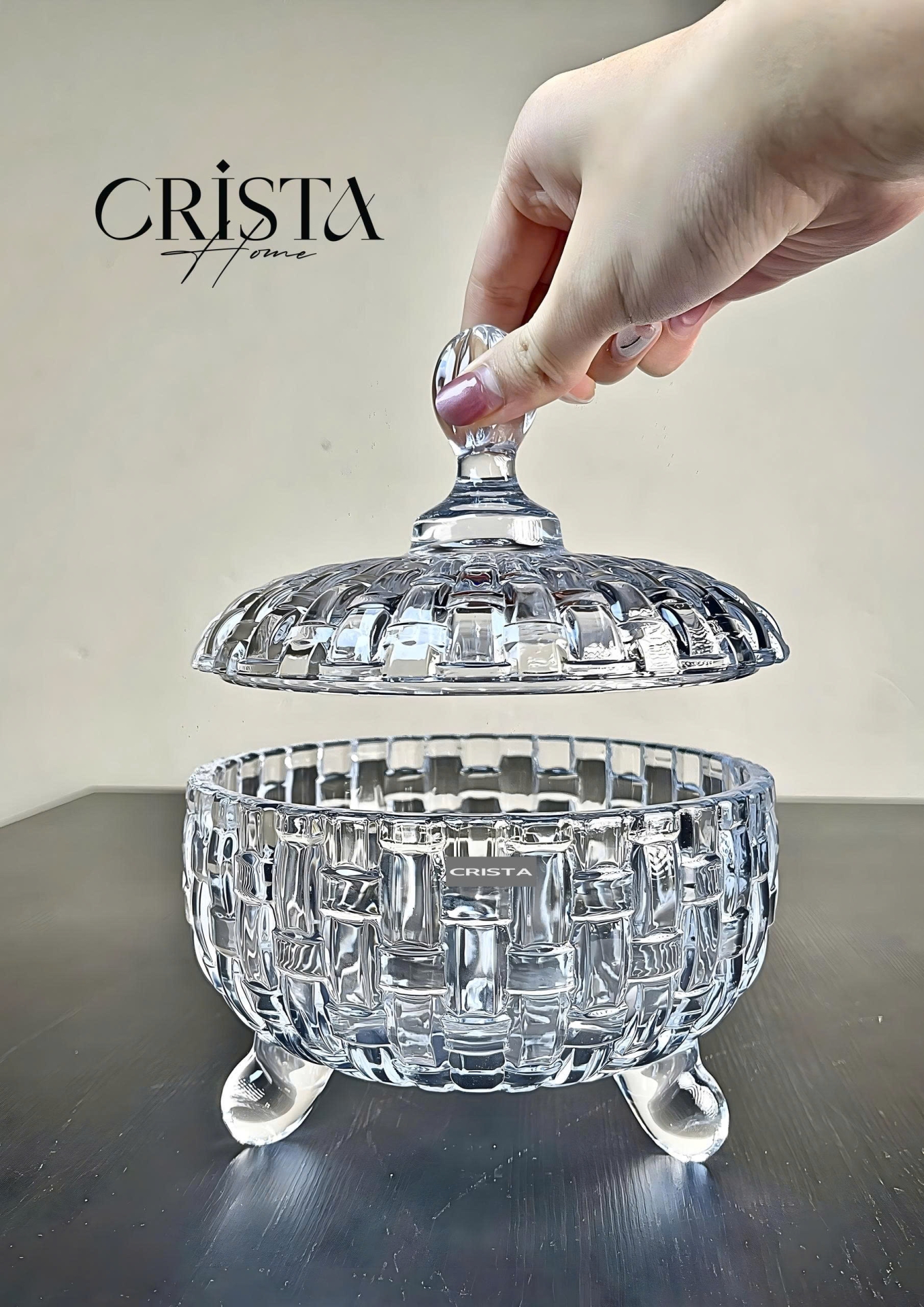 Bộ 2 Hũ Đựng Kẹo Thủy Tinh Vân Caro 790ml CRISTA HOME - 6 Màu Rực Rỡ — Xanh Lá (19/24)