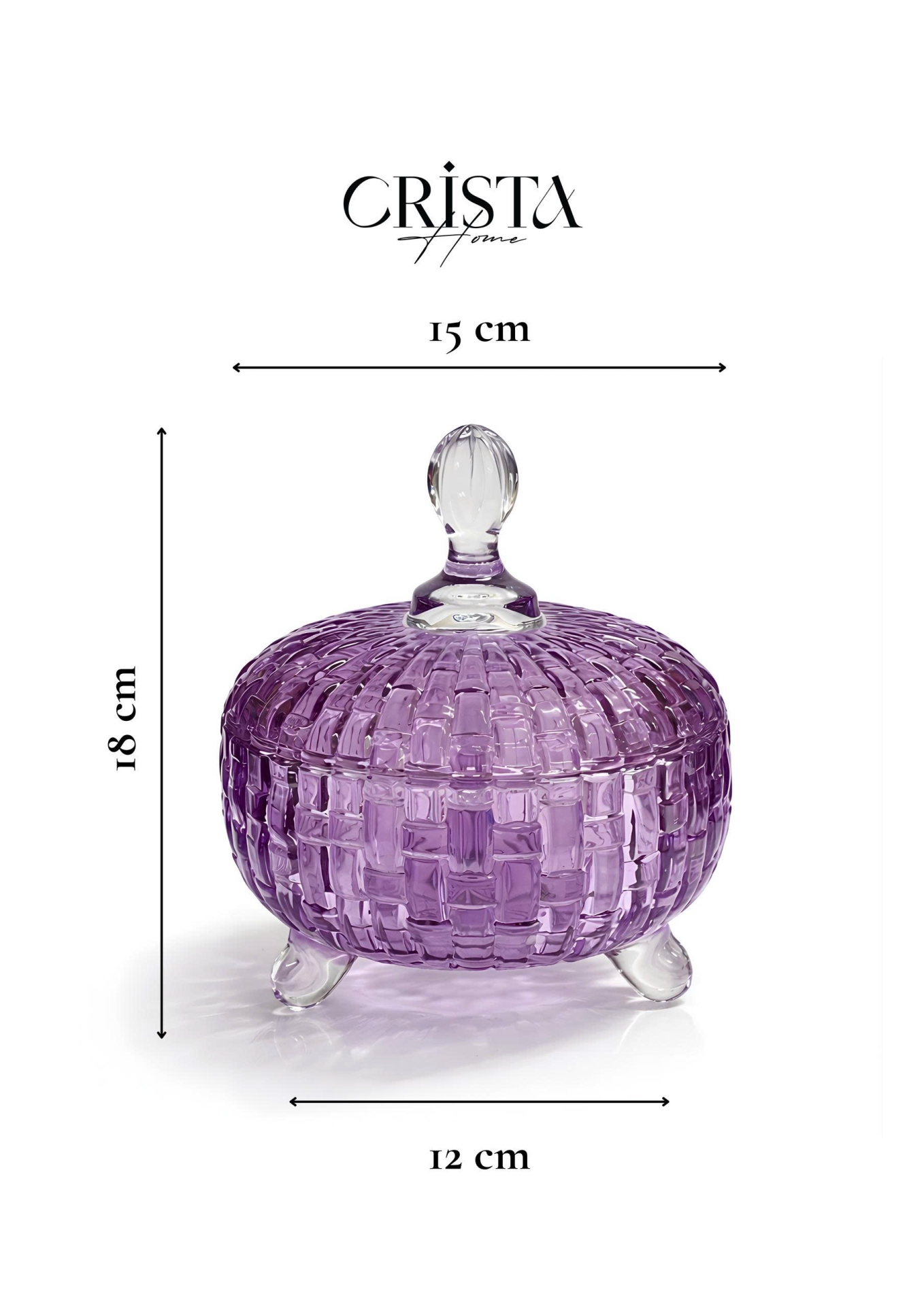 Bộ 2 Hũ Đựng Kẹo Thủy Tinh Vân Caro 790ml CRISTA HOME - 6 Màu Rực Rỡ — Xanh Lá (15/24)