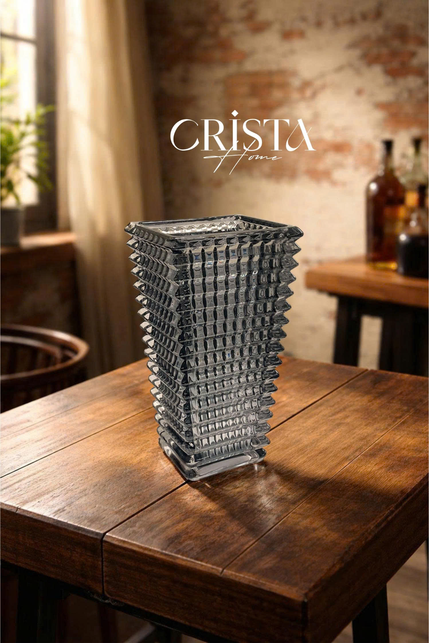 Bình cắm hoa thủy tinh dáng tháp 28cm CRISTA HOME